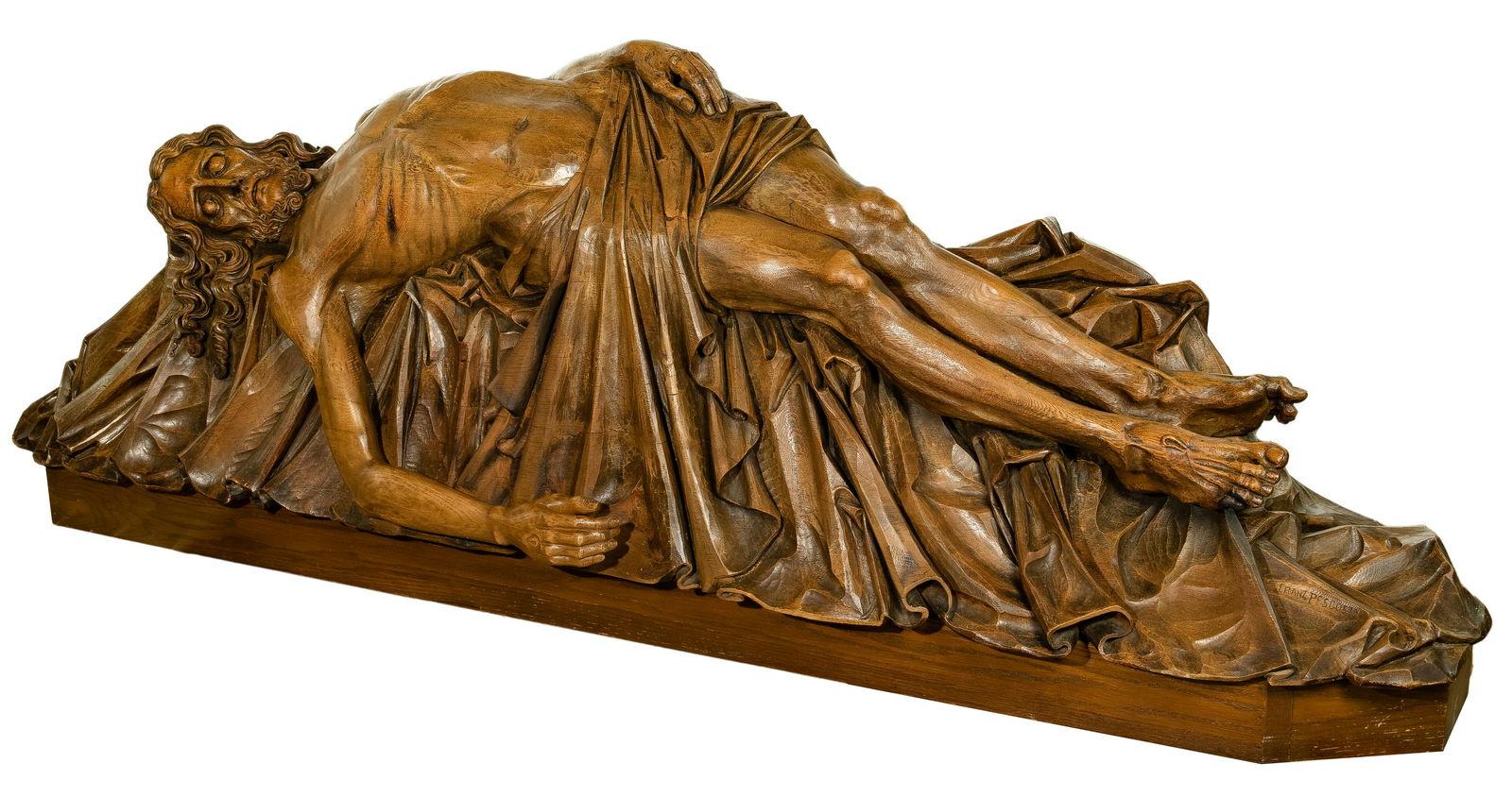 Franz Pescosta (19th Century) Carved Wood Jesus Statue (1 of 3)