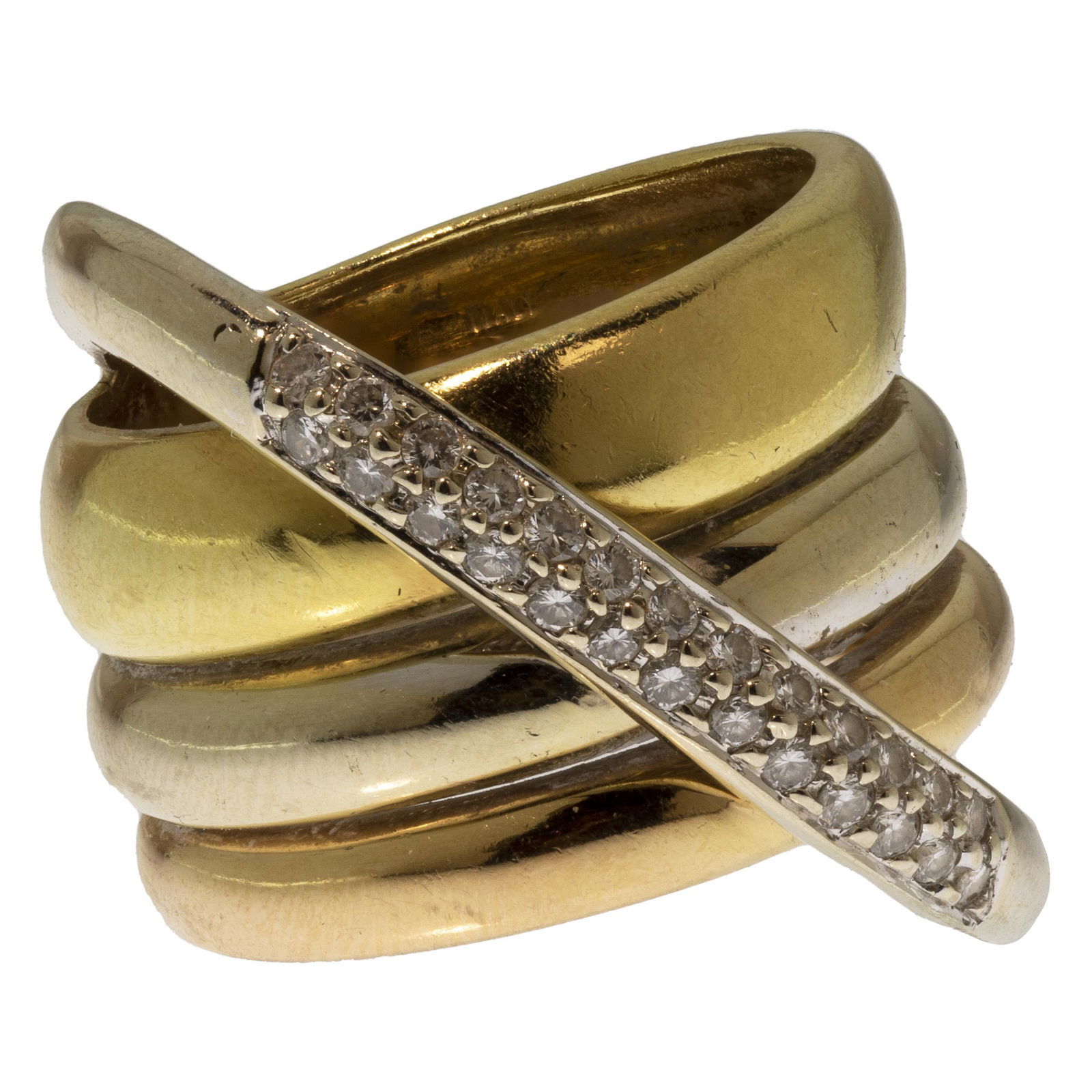 18k Tri-color Gold Band and Diamond Ring (1 of 2)