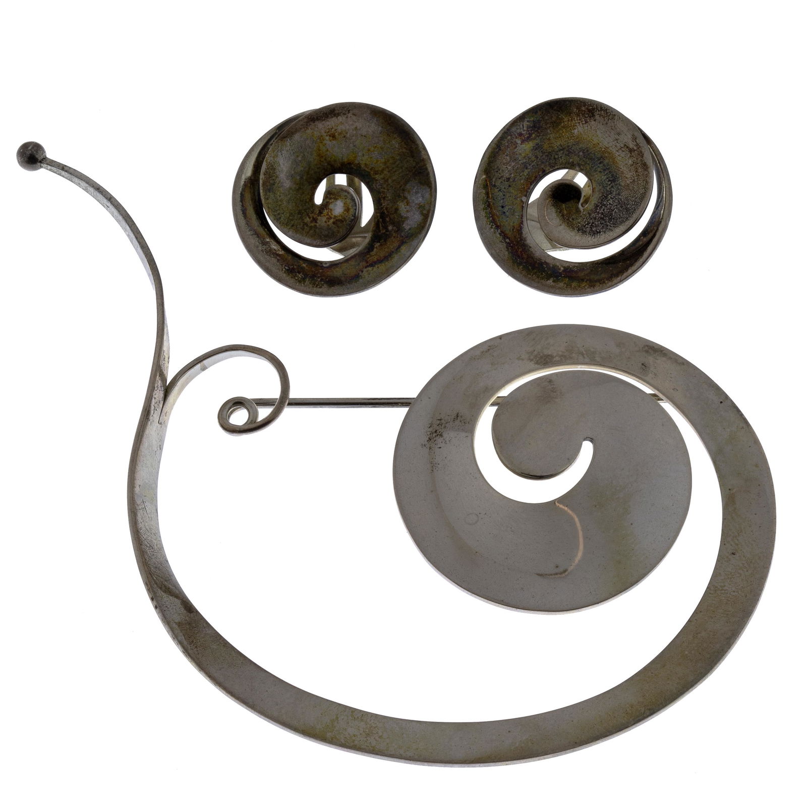 Vivianna Torun for Georg Jensen Sterling Silver Brooch and Earrings (1 of 2)