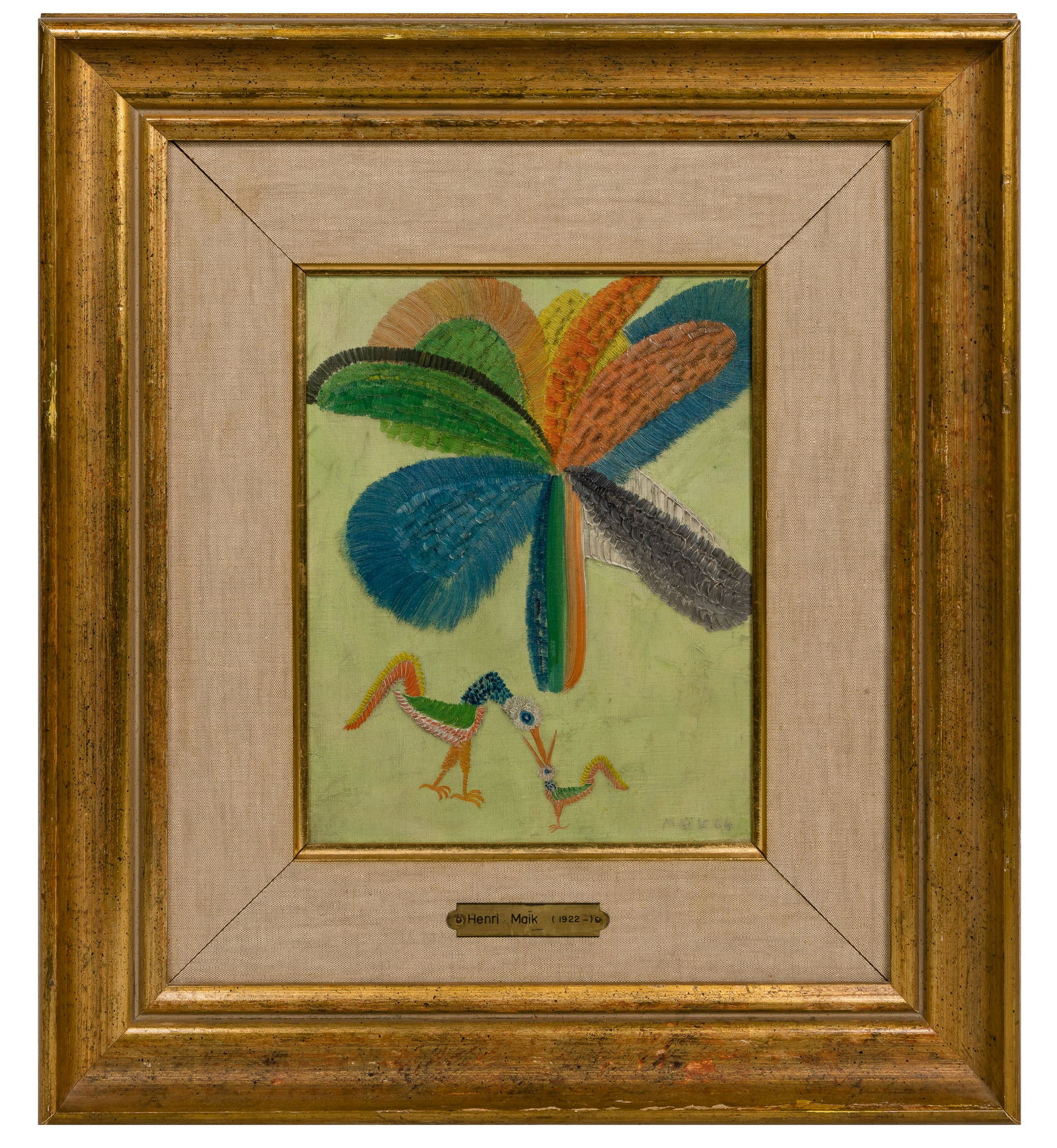 Henri Maik (French, 1922-1993) 'Mother Bird' Oil on Canvas (1 of 6)