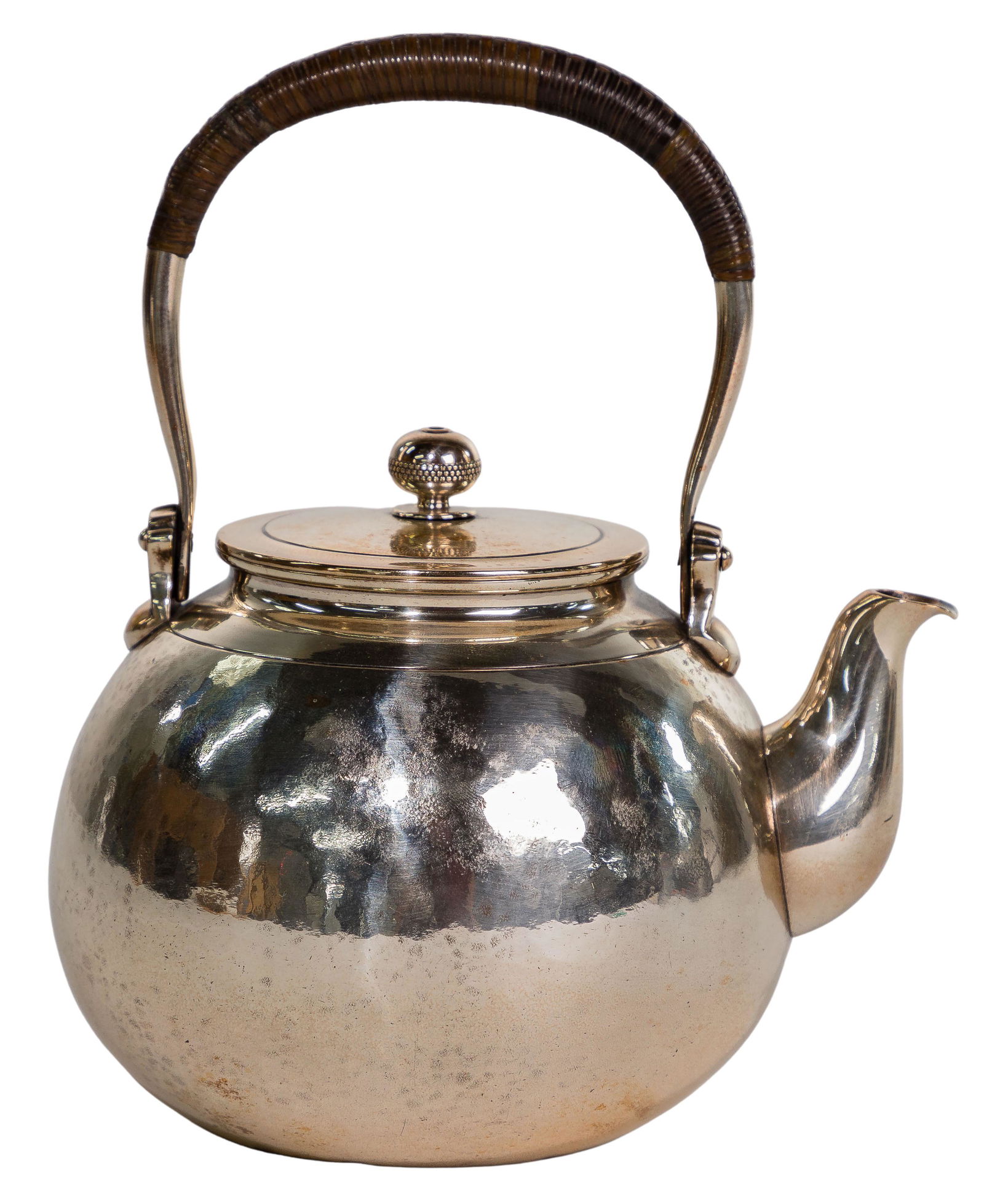 Japanese Silver Hammered Bamboo Teapot (1 of 8)