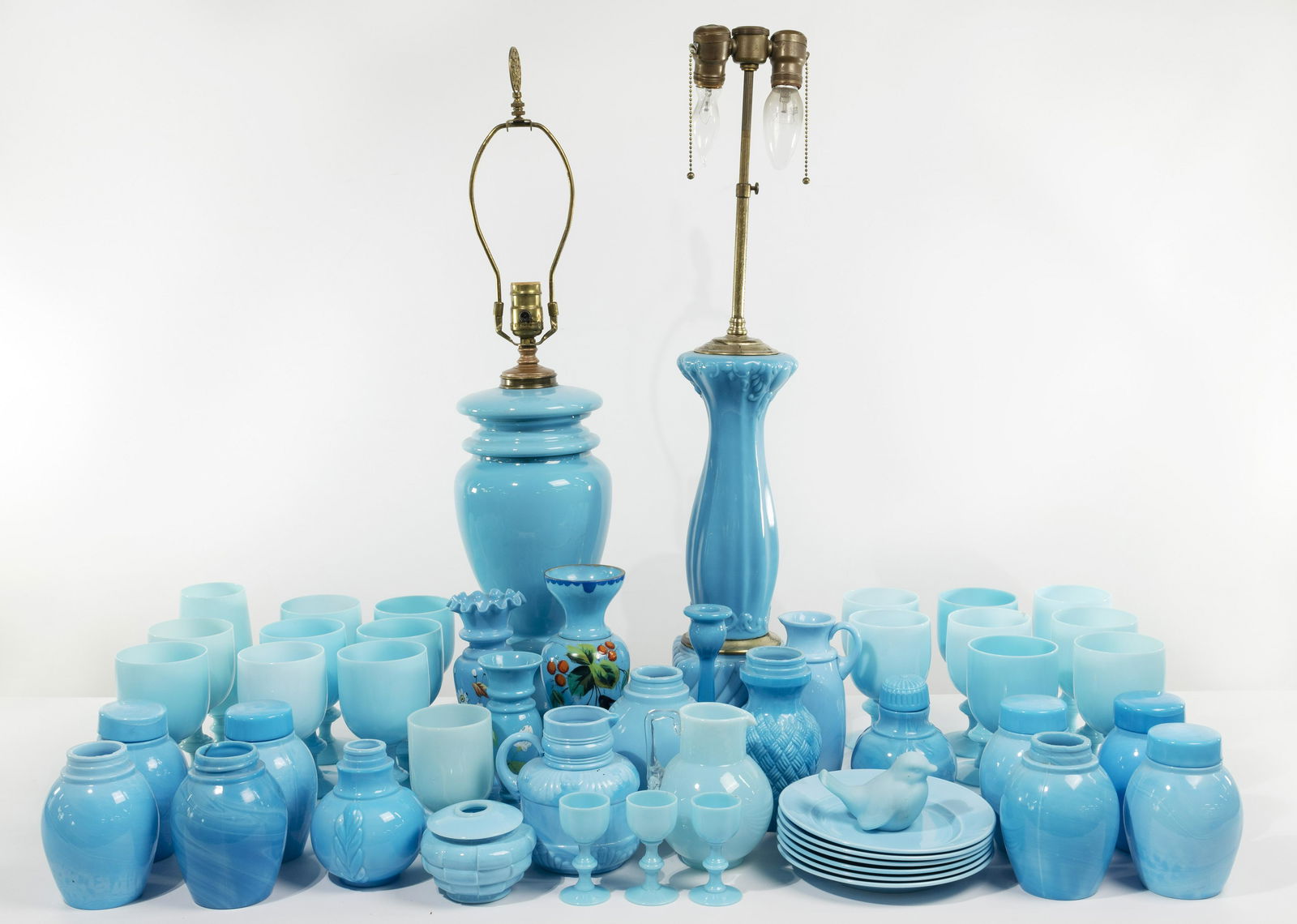 Blue Opaline and Milk Glass Assortment (1 of 1)