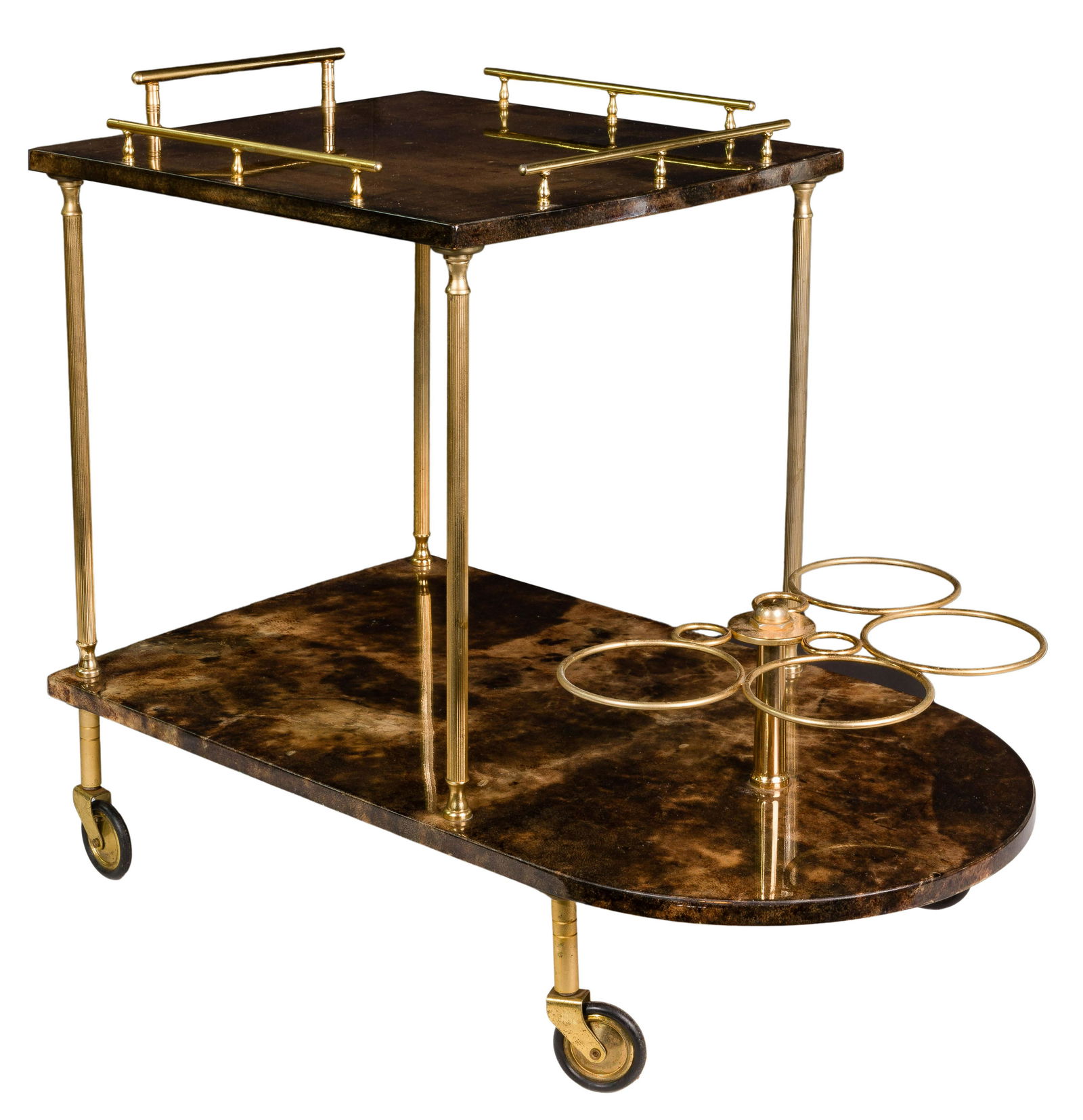 Aldo Tura (Italian, 1909-1963) Lacquered Goatskin Bar Cart (1 of 4)