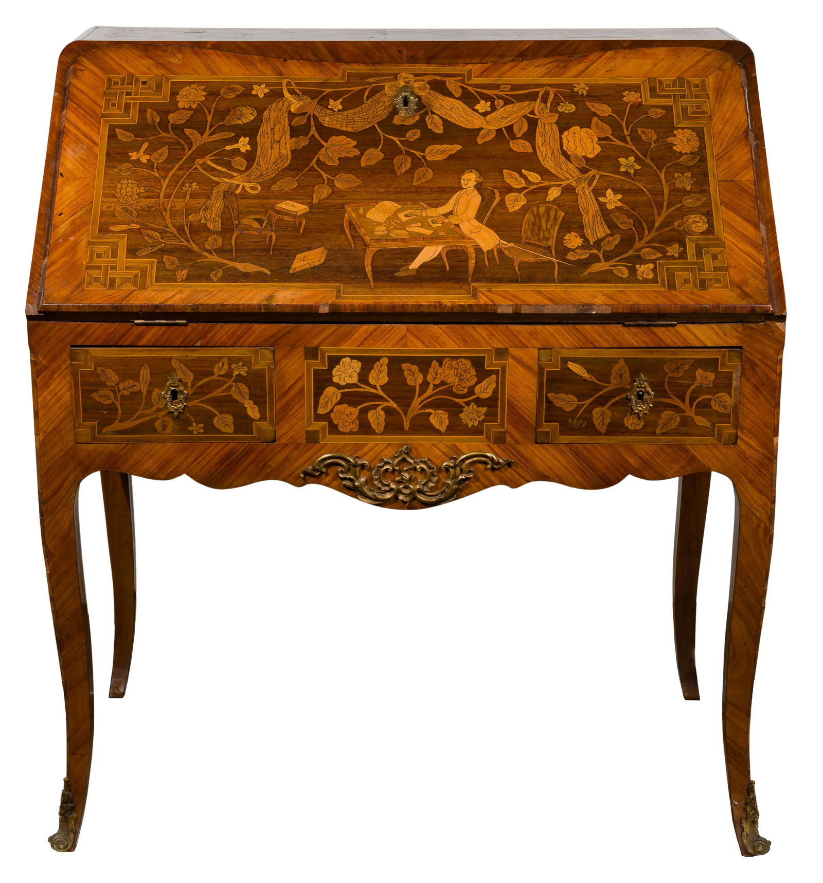English Regency Style Marquetry Drop Front Desk (1 of 19)