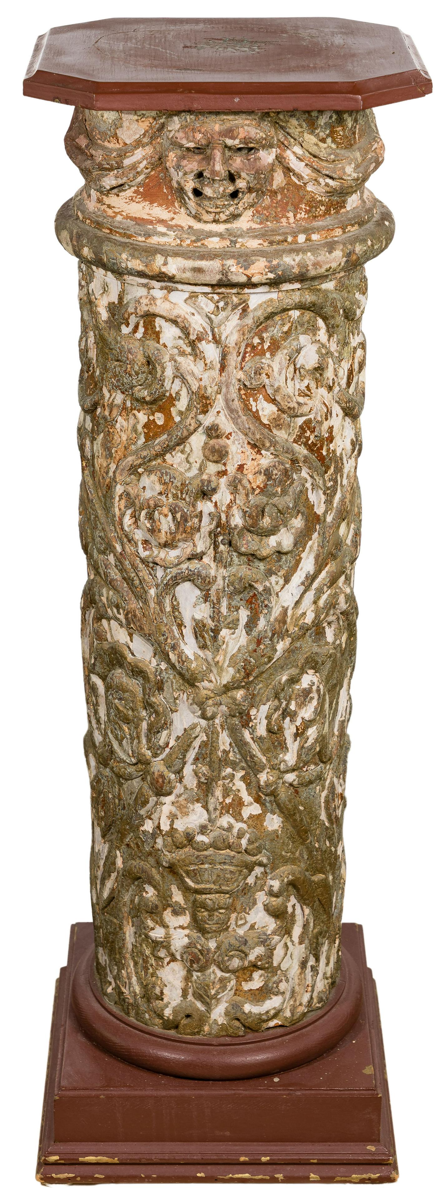 Carved Wood Pedestal (1 of 3)