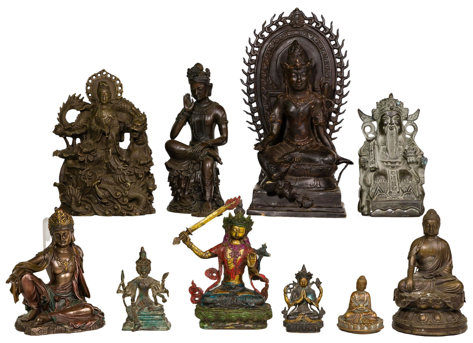 Asian Bronze Deity Figurine Assortment (1 of 2)
