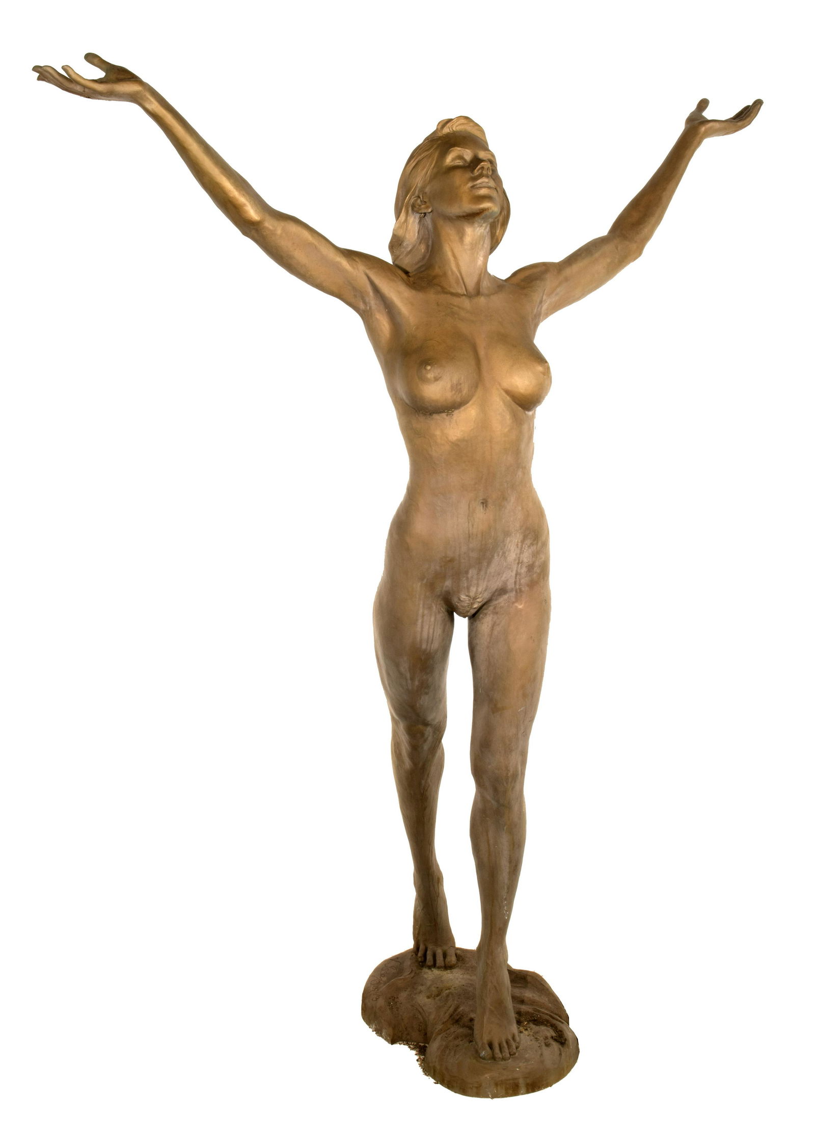 Victor Issa (American, b.1954) 'Inviting Joy' Bronze Sculpture: Victor Issa (American, b.1954) 'Inviting Joy' Bronze Sculpture 2009, signed 'V. Issa', #2/3, patinated bronze sculpture of a nude female with arms outstretched upwards; with certificate of authenticit