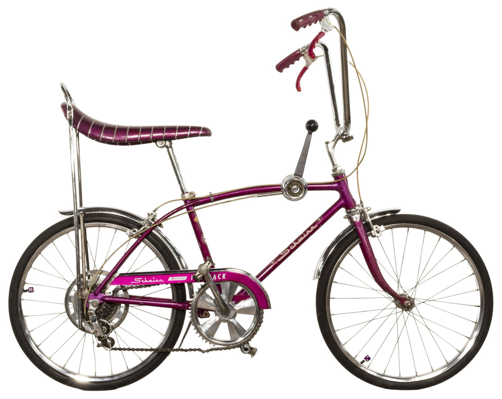 Schwinn Stingray Fastback 5-Speed Bicycle: Schwinn Stingray Fastback 5-Speed Bicycle Serial #BC73347, dated to 1967 Property from: a Oak Forest, Illinois Estate Height: 14 1/2 inches (from center of crank to top of seat tube) Condition: Good, 