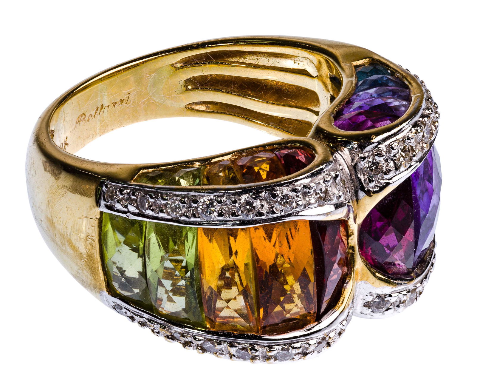 18k Yellow Gold, Semi-Precious Gemstone and Diamond Ring (1 of 3)