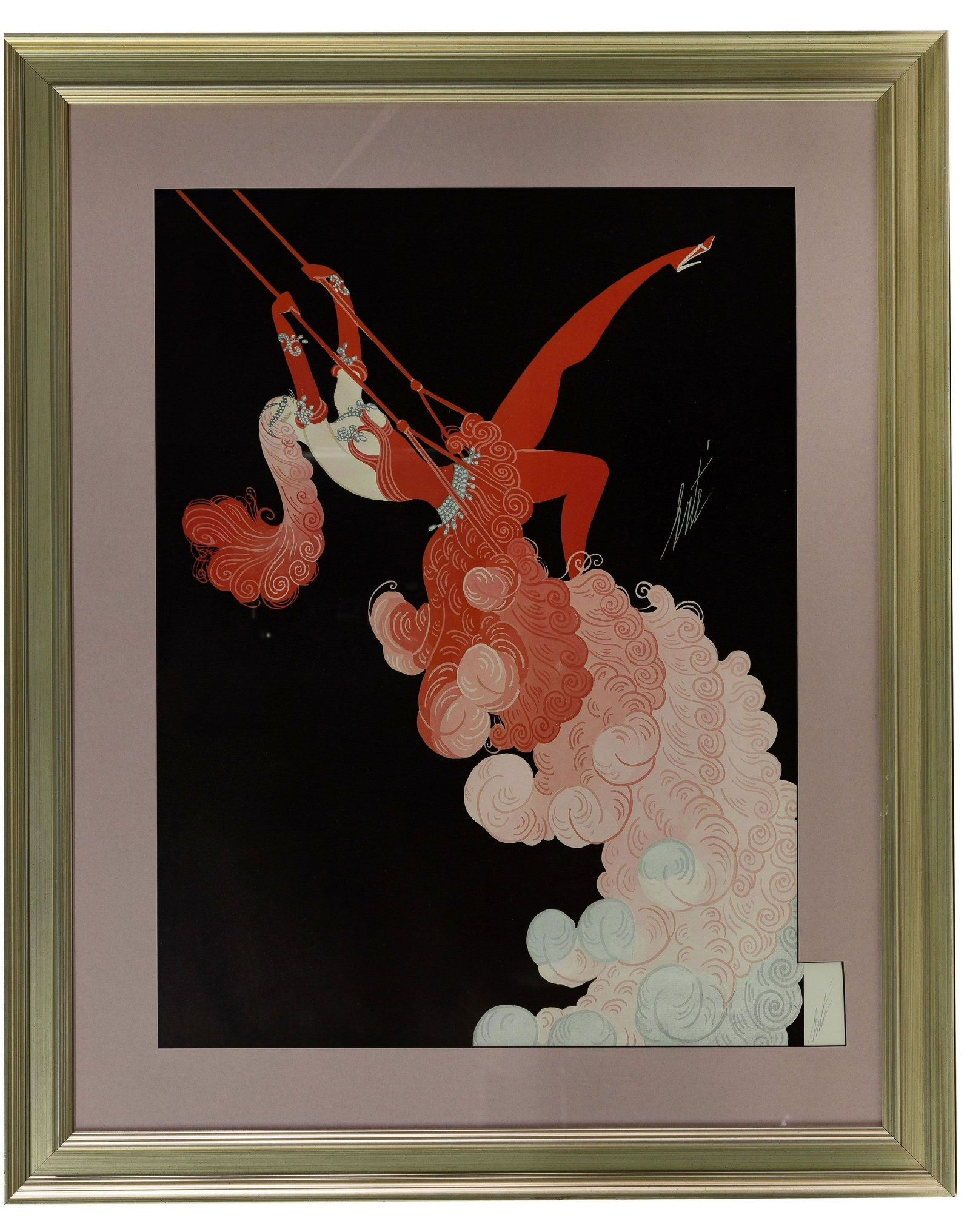 Erte (Romain de Tirtoff) (Russian / French, 1892-1990) 'At the Theatre: Trapeze' Offset Lithograph (1 of 3)