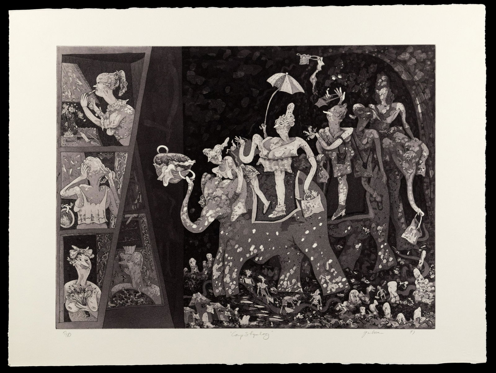 Gladys Nilsson (American, b.1940) 'Camp Shopalong' Aquatint (1 of 3)