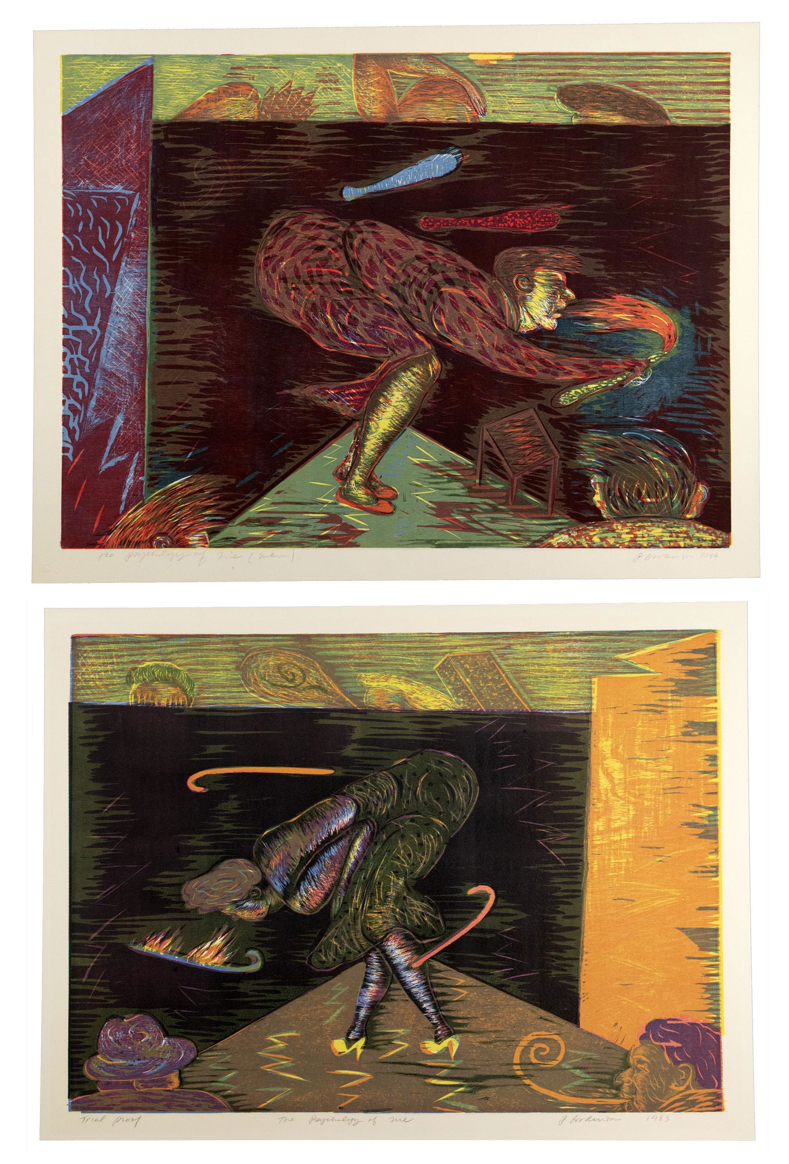 Phyllis Bramson (American, b.1941) 'The Psychology of Fire' Color Lithographs (1 of 4)