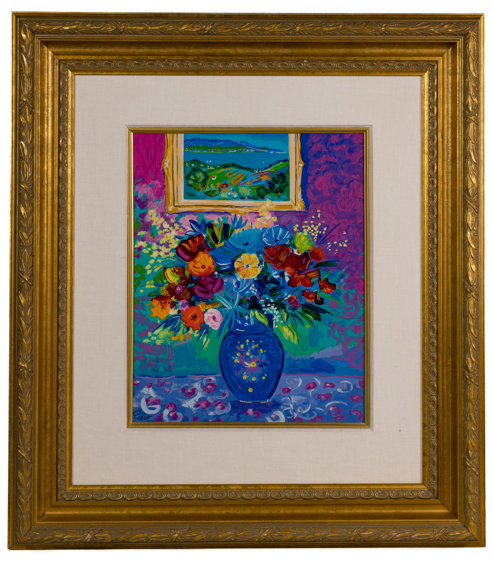 Jean-Claude Picot (French, 1933-2020) 'Les Fleurs du Jardin' Embellished Serigraph (1 of 3)