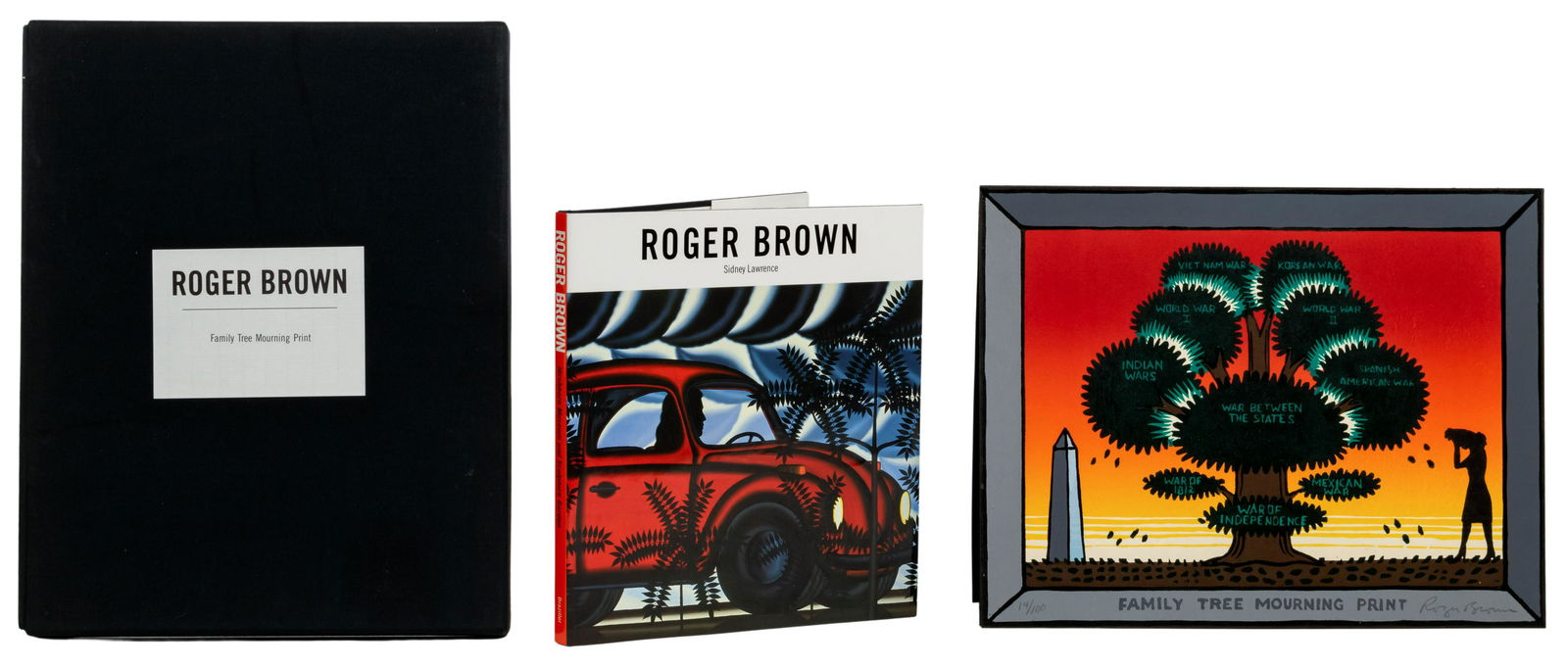 Roger Brown (American, 1941-1997) 'Family Tree Mourning Print' Color Woodcut (1 of 4)