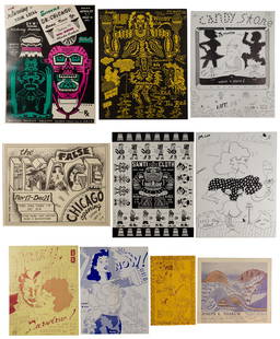 Chicago Imagist Exhibition Posters: Chicago Imagist Exhibition Posters (10) 1967 to 1971 items, including commercially printed offset lithographs by Karl Wirsum, Gladys Nilsson, Jim Nutt, Roger Brown, Eleanor Dube, Philip Hanson, Christ