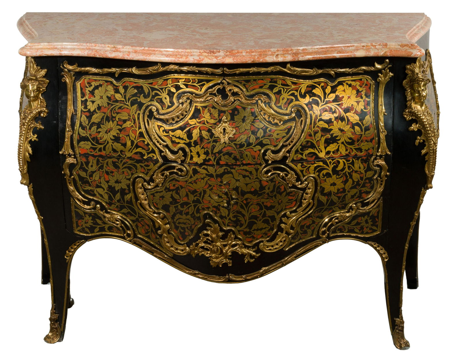 Boulle Style Marble Top Bombe Commode (1 of 5)