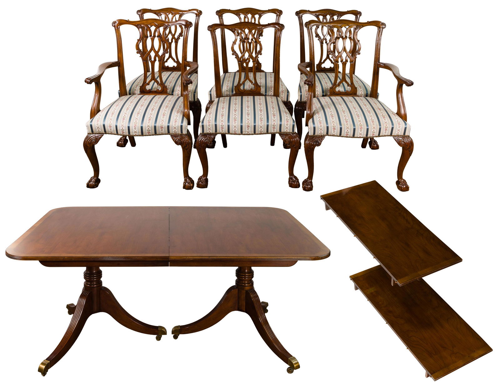 Baker Chippendale Style Mahogany Dining Table and Chair Set (1 of 11)