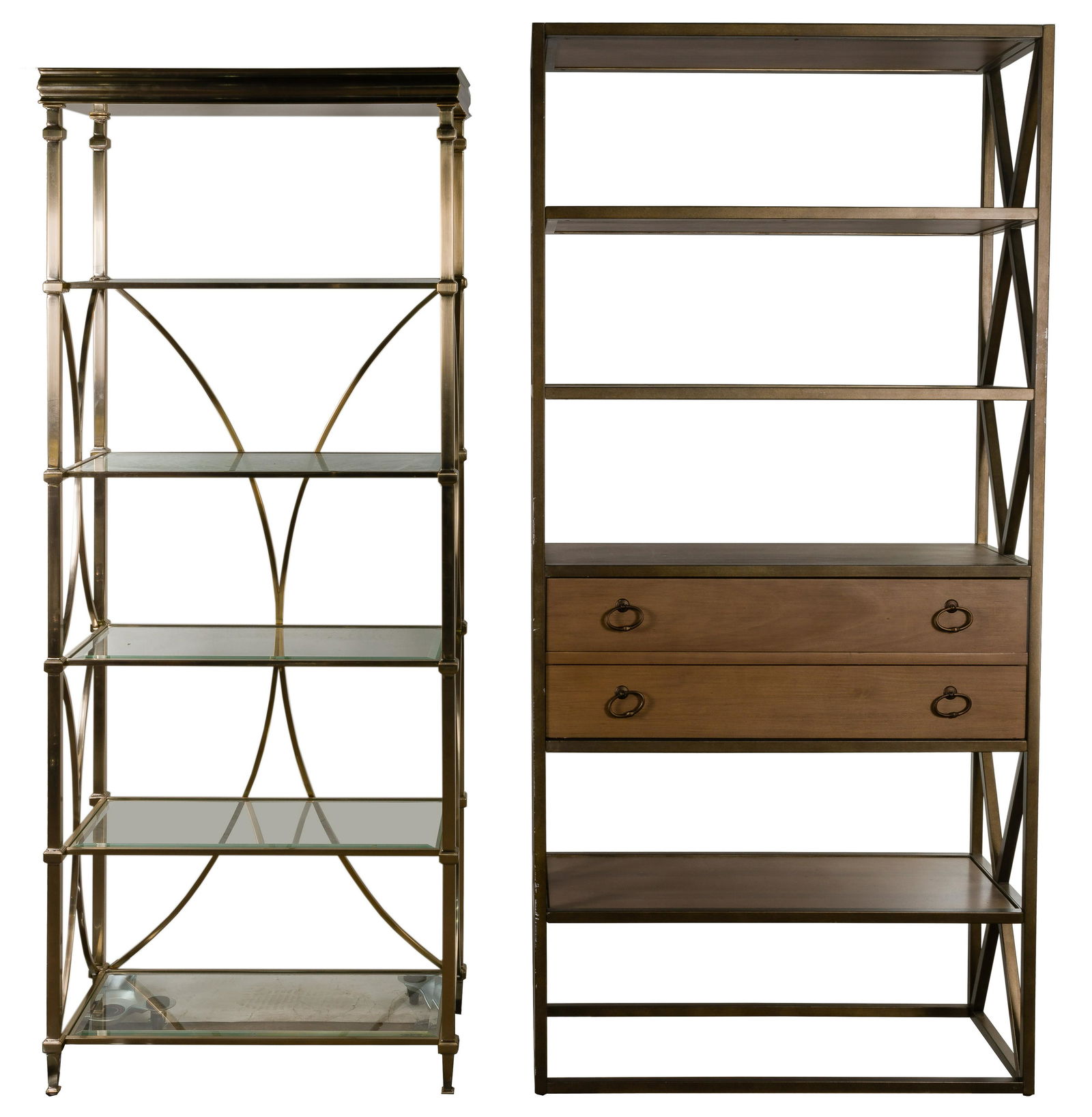 Contemporary Brushed Metal Shelving Units (1 of 2)