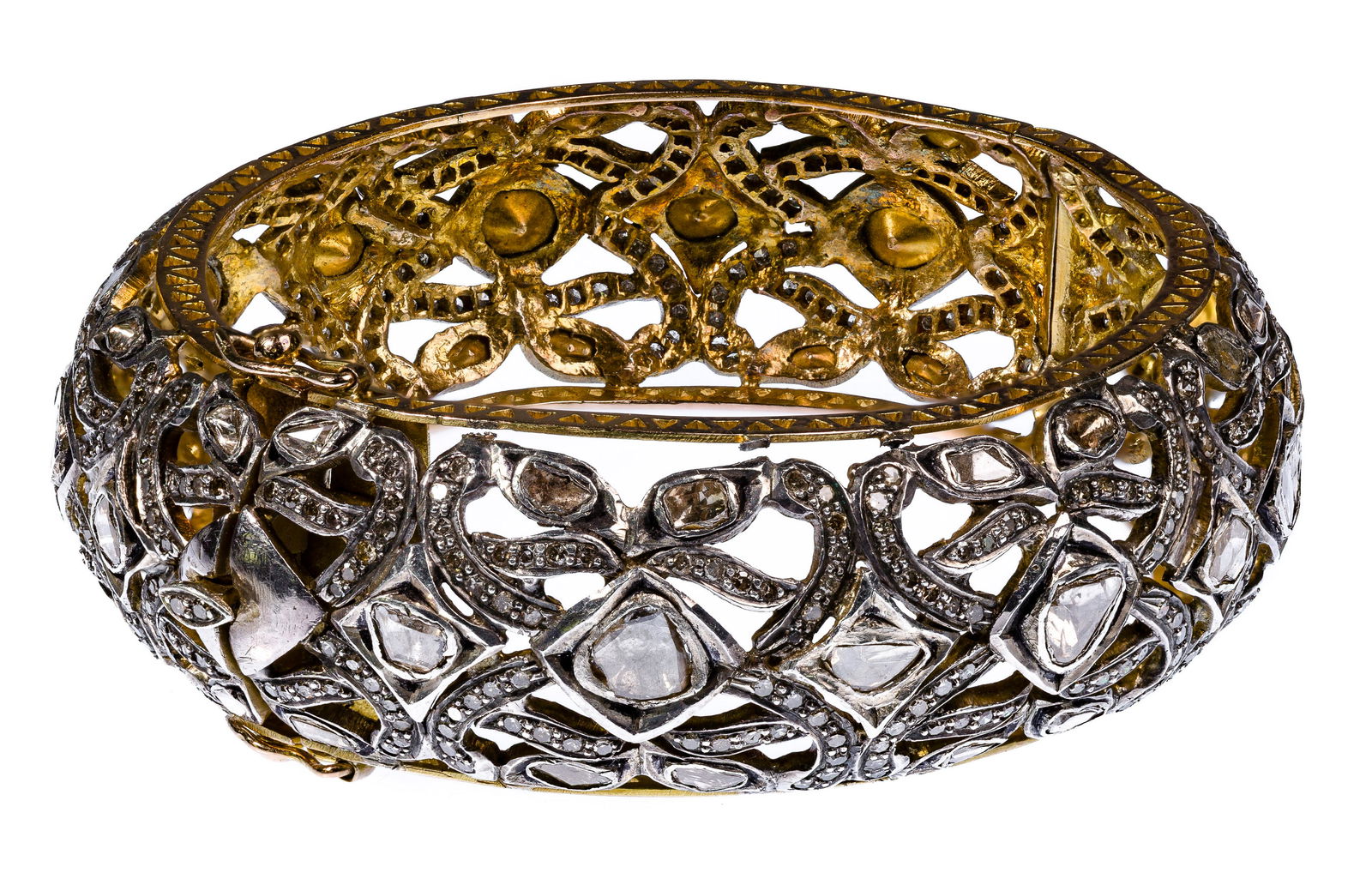Sterling Silver and Diamond Hinged Bangle Bracelet (1 of 2)