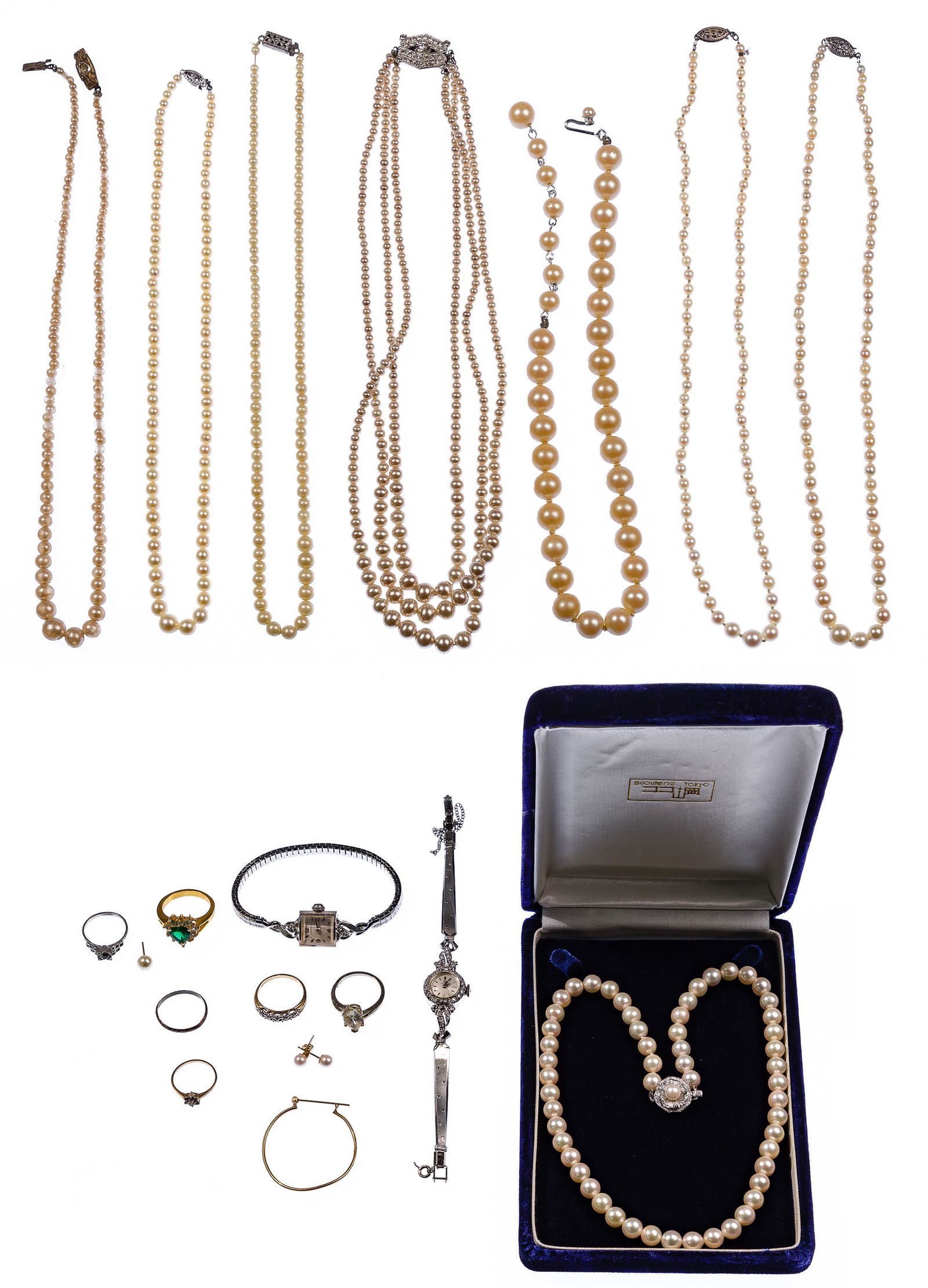 Gold, Sterling Silver and Costume Jewelry and Wristwatch Assortment (1 of 6)