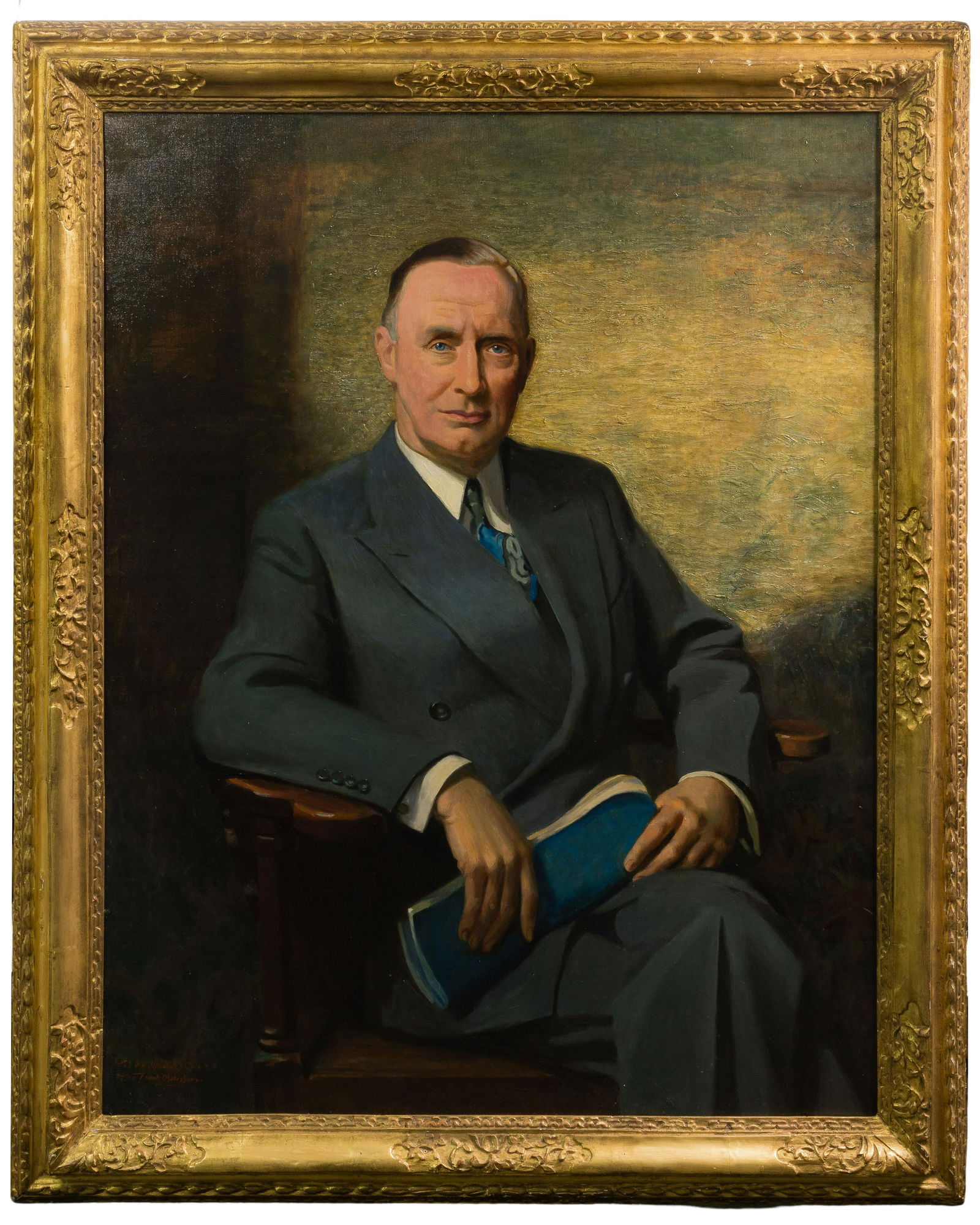 Alphaeus P. Cole (American, 1876-1988) 'Portrait of Leroy A. Van Bomel' Oil on Canvas (1 of 3)