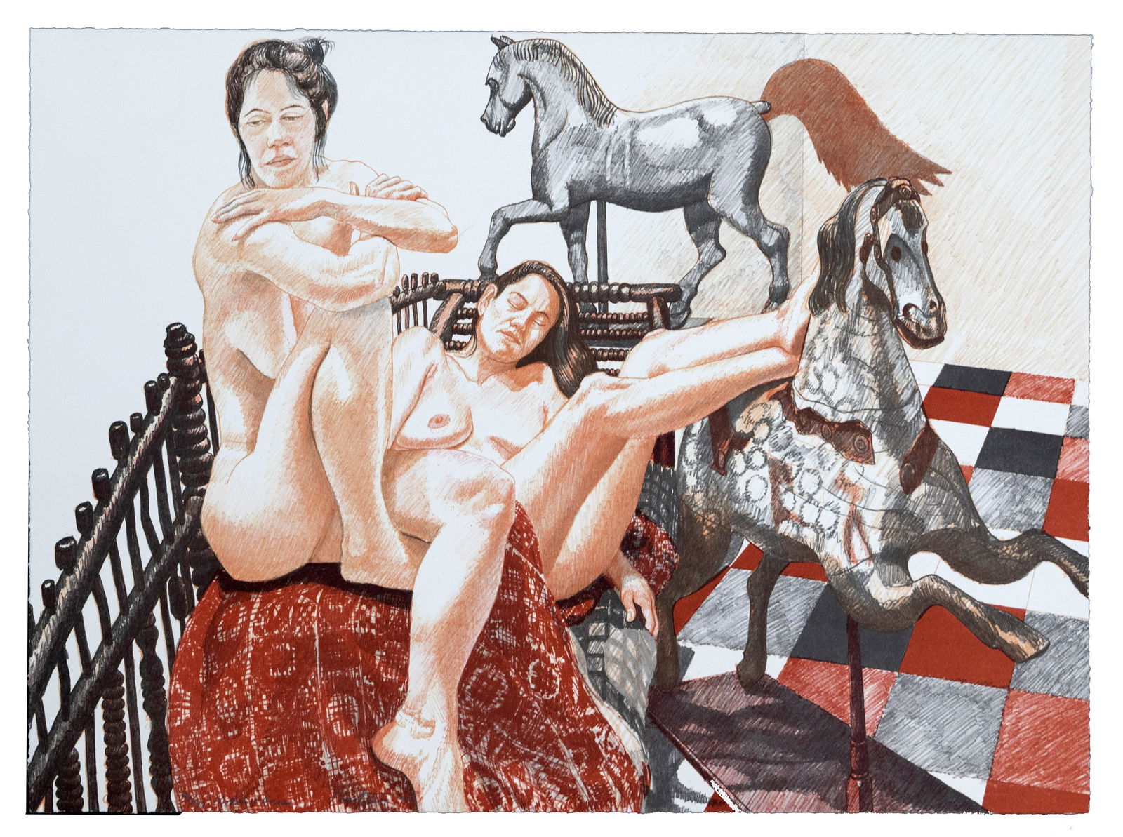 Philip Pearlstein (American, b.1924) 'Models and Horses' Lithograph (1 of 2)