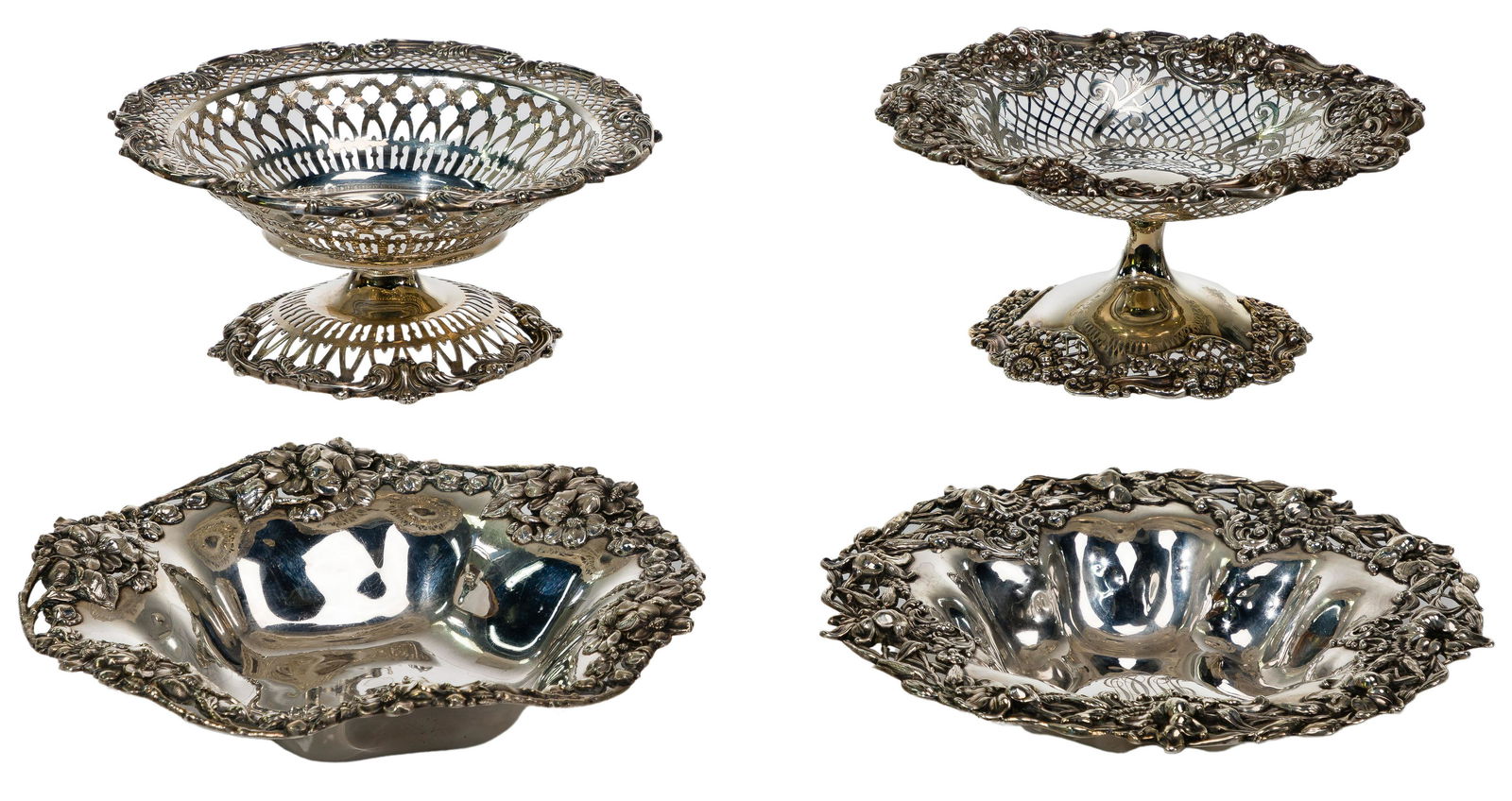Sterling Silver Pierced Rim Bowl and Compote Assortment (1 of 9)