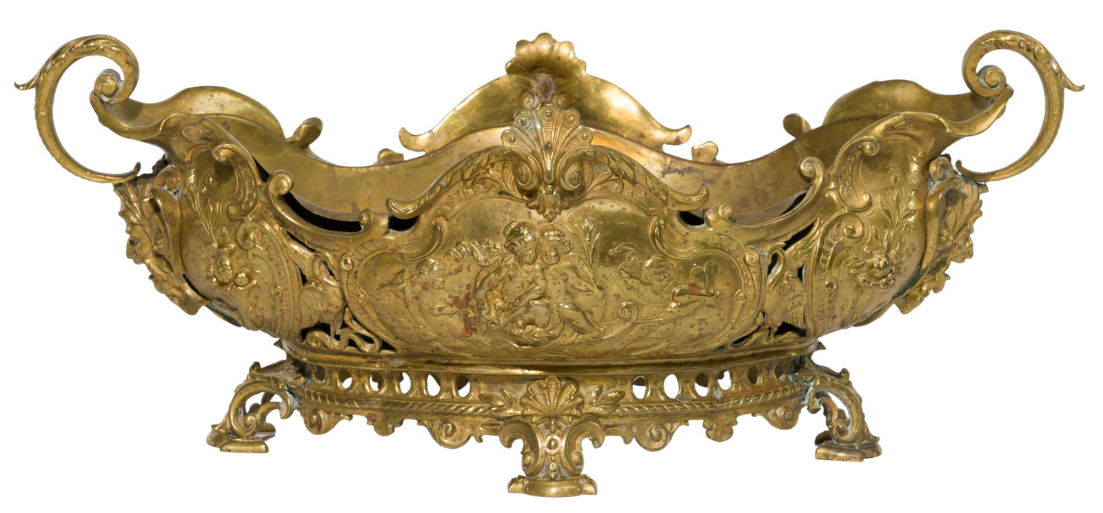 Continental Cherub Brass Jardiniere (1 of 3)