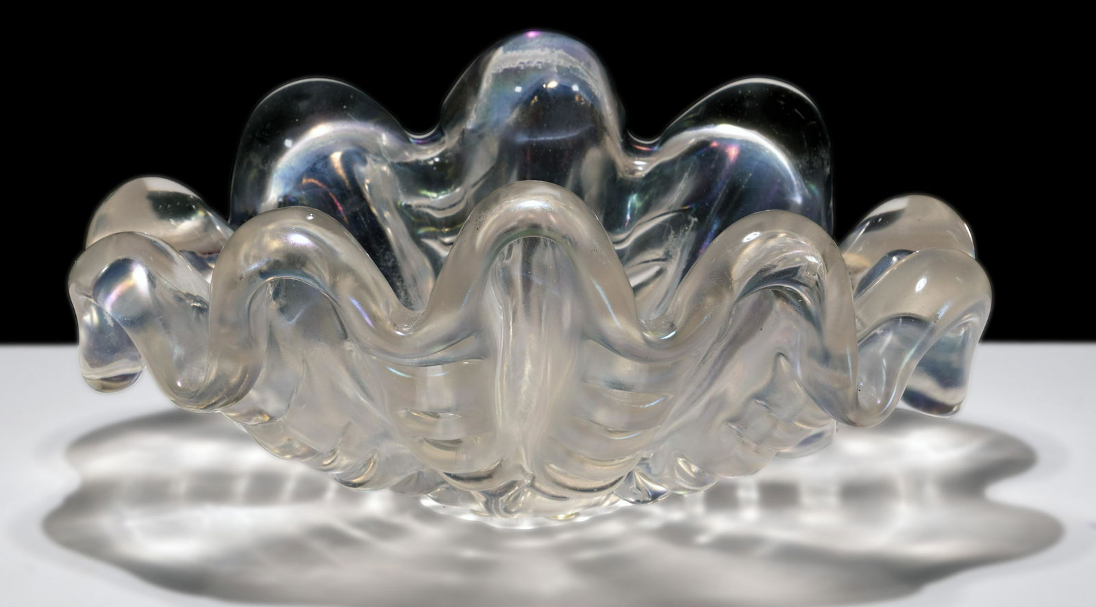 Ercole Barovier for Barovier & Toso 'Grosse Costolature' Art Glass Clam Shell Bowl (1 of 3)