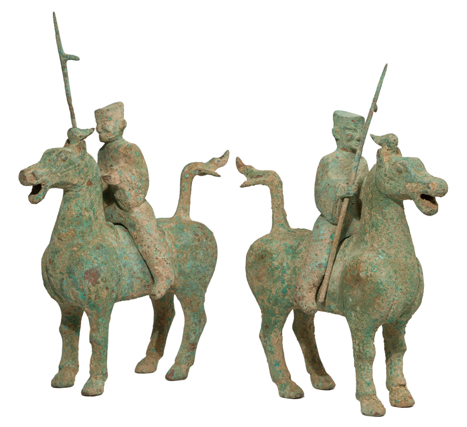Chinese Han Dynasty Mounted Warrior Bronze Figures (1 of 5)