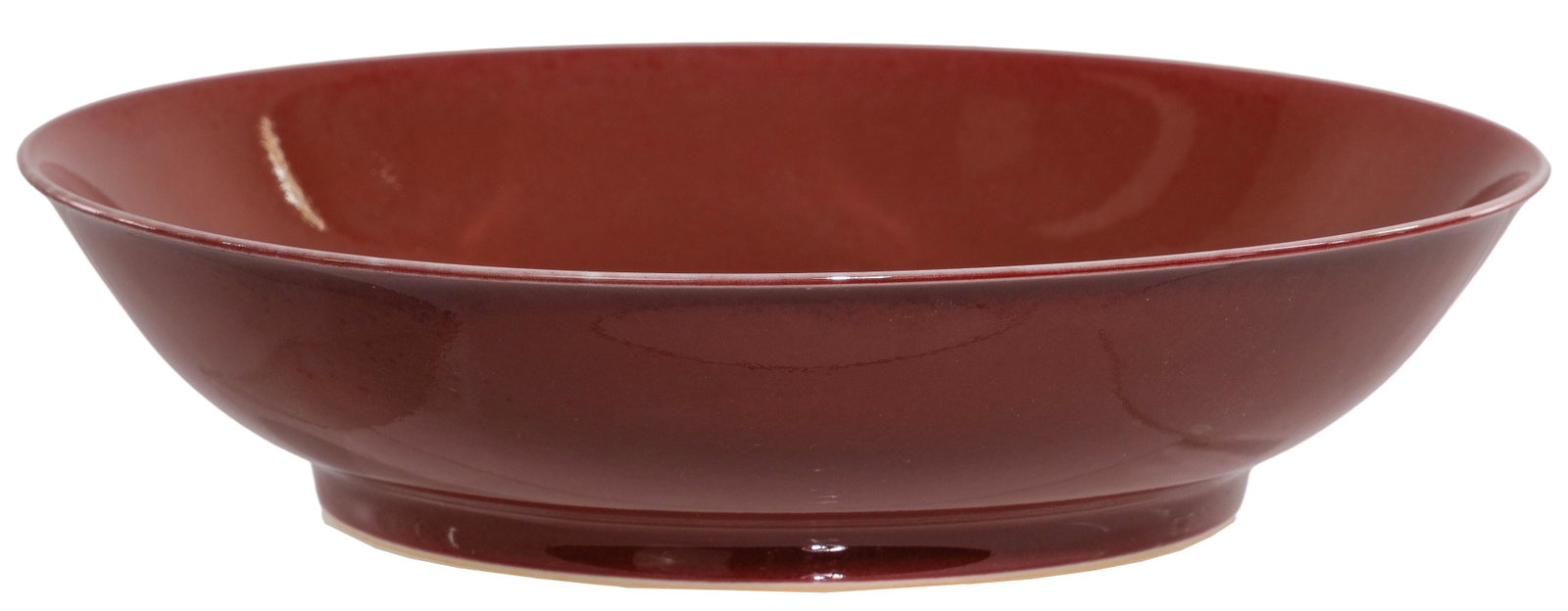 Chinese Sang de Boeuf Shallow Bowl: Chinese Sang de Boeuf Shallow Bowl Having an underglaze blue Shunzhi style mark within double circle on the underside Property from: a private collector Height: 1 3/4 inches, Diameter: 7 1/2 inches Co