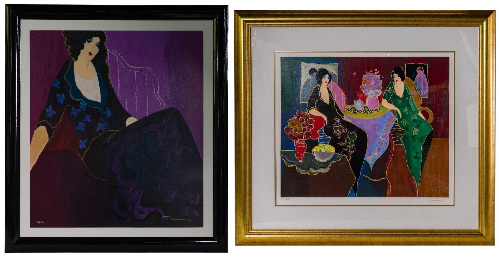 Itzchak Tarkay (Israeli, 1935-2012) Serigraphs: Itzchak Tarkay (Israeli, 1935-2012) Serigraphs (2) items, including 'Chambre Violette', 1998, signed lower right, #96/350 lower left; and 'Lilac's Lullaby', 2000 pencil signed lower right margin, arti