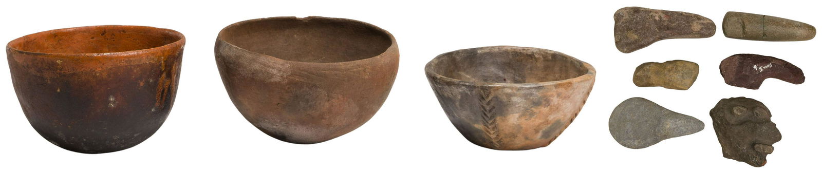 Native American Indian Pottery and Stone Tool Assortment (1 of 9)