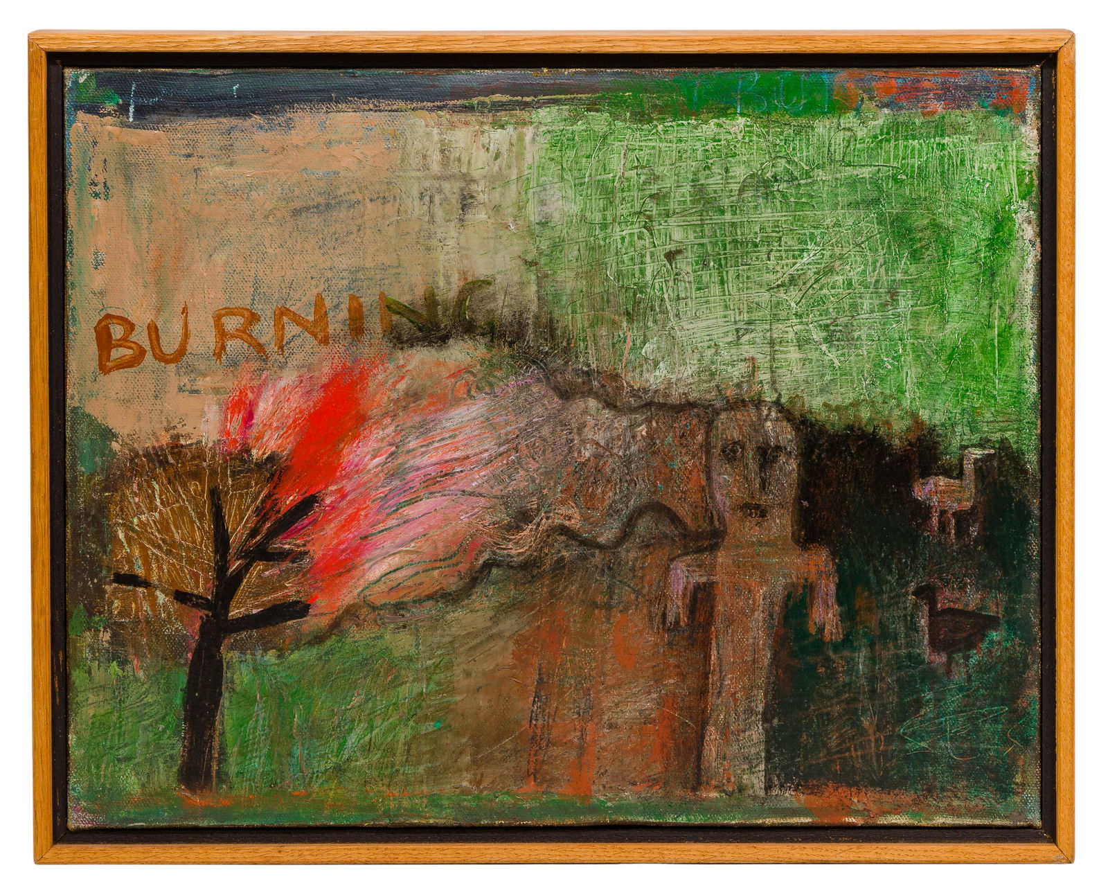 Albert Herbert (English, 1925-2008) 'God Speaks to Moses from the Burning Bush' Oil on Canvas (1 of 2)