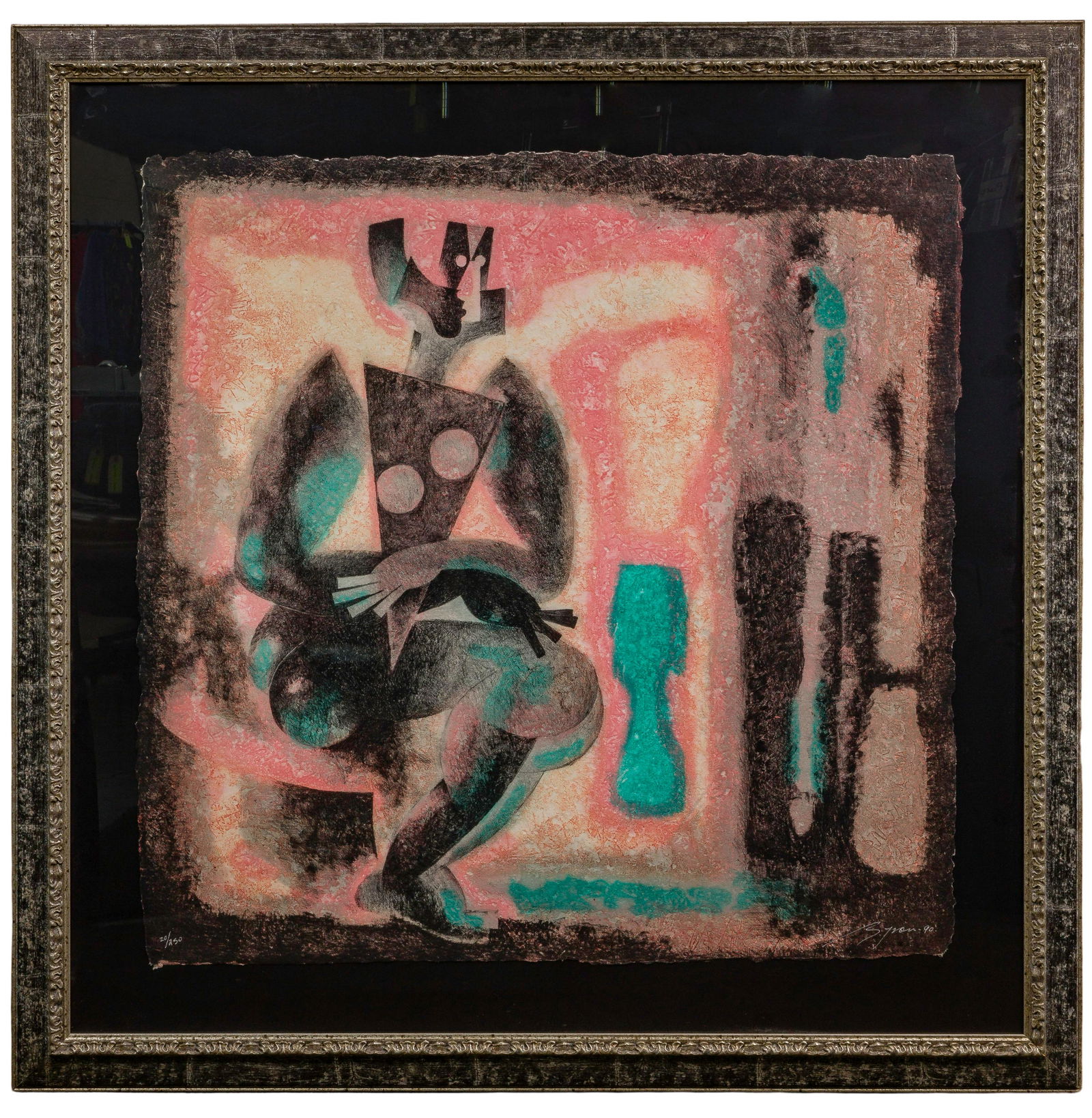 Byron Galvez (Mexican, 1941-2009) 'One Step' Acryligraph (1 of 3)