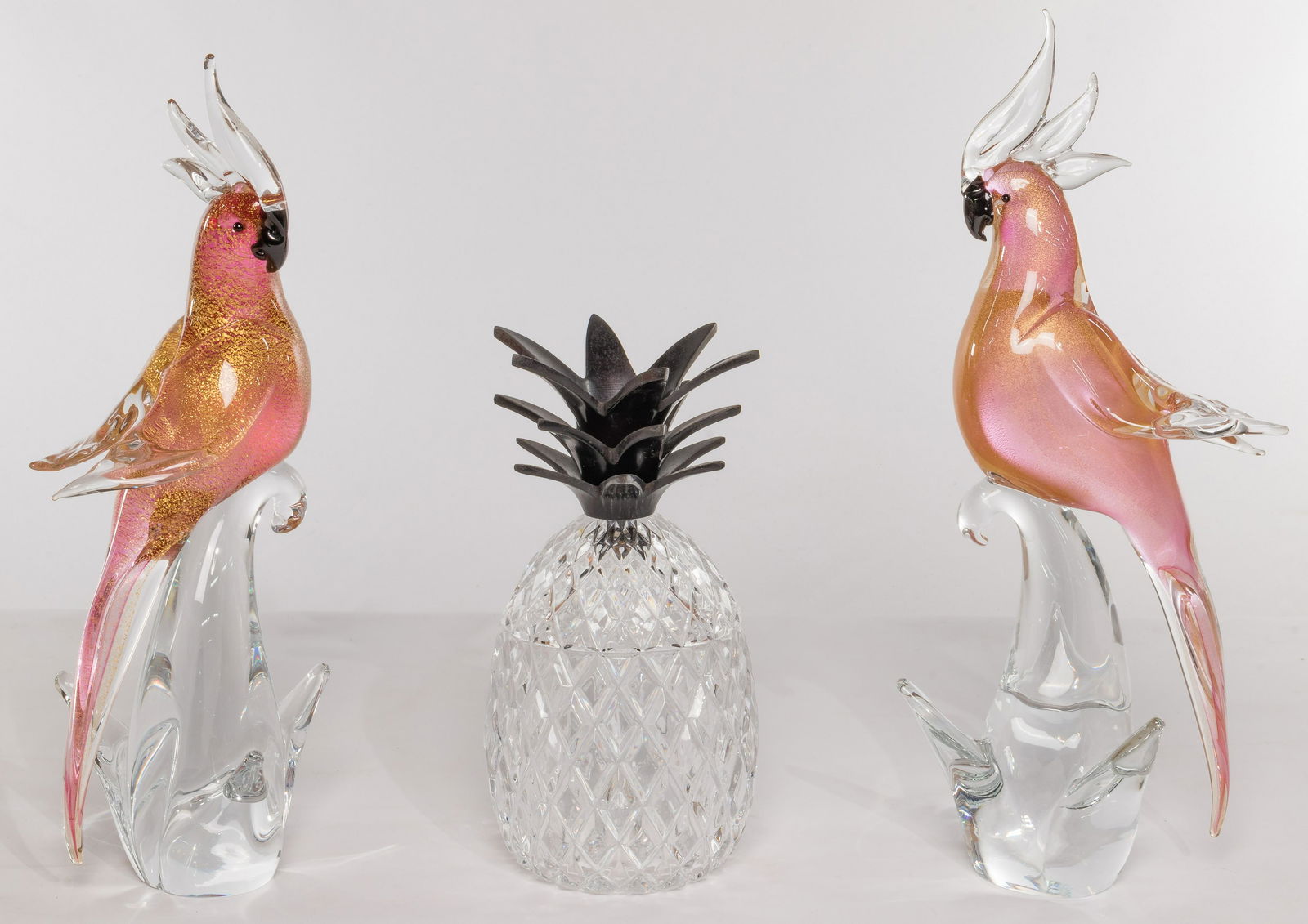 Murano Style Art Glass Parrots (1 of 2)