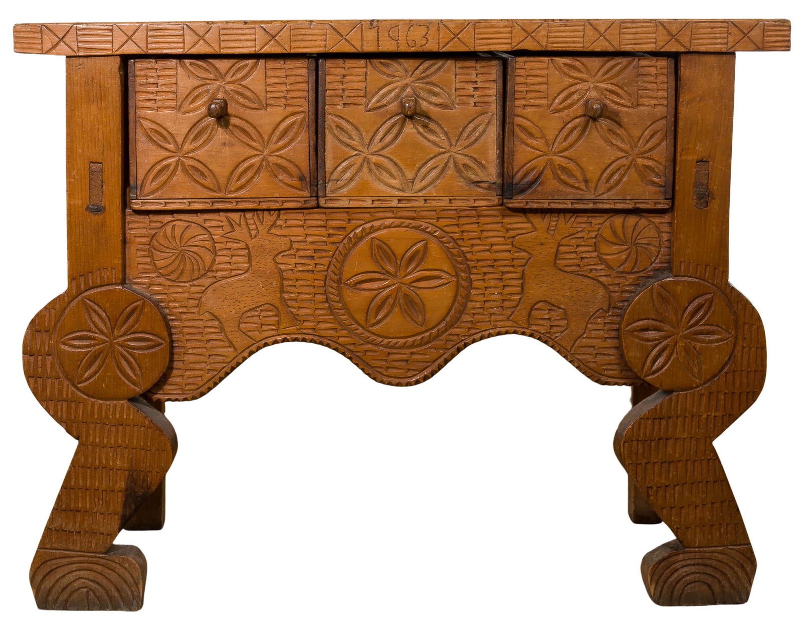 Carved Wood Console Table (1 of 5)