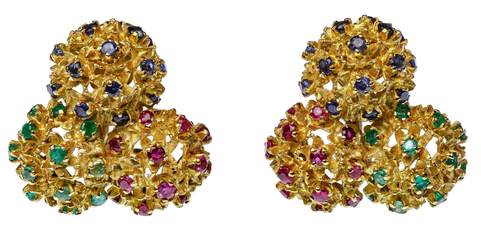 18k Yellow Gold and Semi-Precious Gemstone Clip Earrings (1 of 3)
