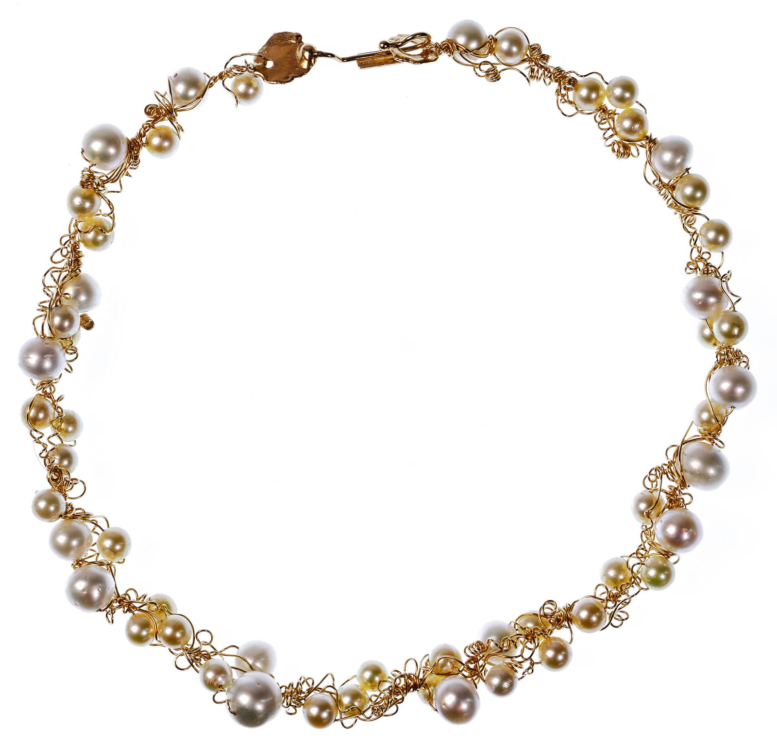 Nikki Feldbaum 14k Yellow Gold Wire and Cultured Pearl Necklace (1 of 2)