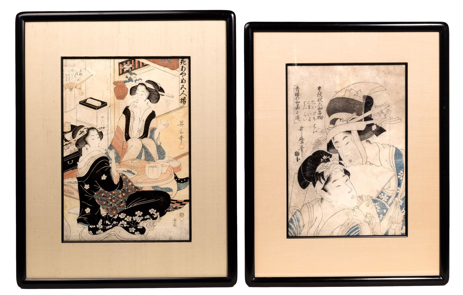 Kikukawa Eizan (Japanese, 1787-1867) and Kitagawa Utamaro (Japanese, 1753-1806) Woodblock Prints (1 of 3)