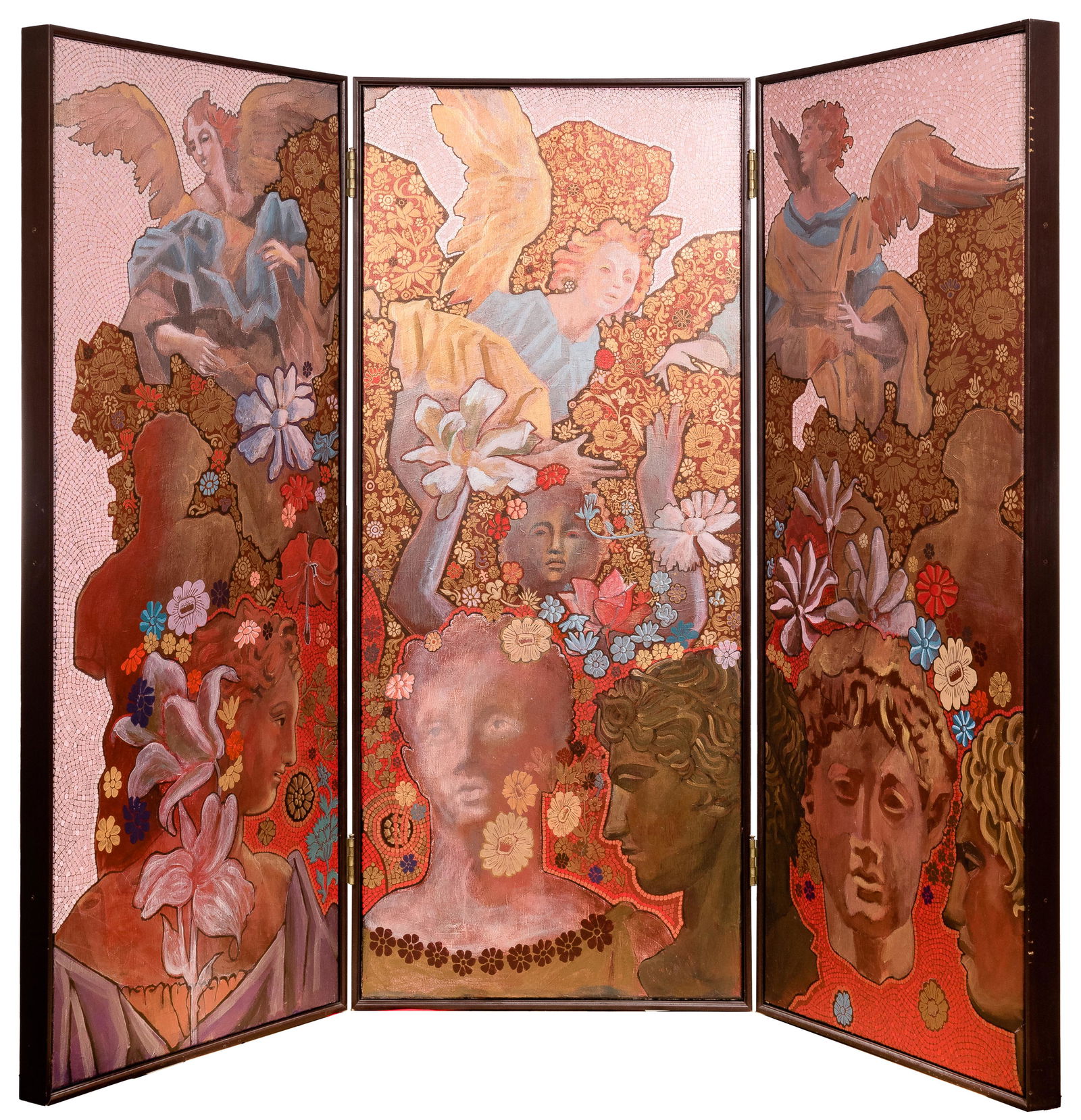 Jack Olson (American, 20th century) Acrylic on Canvas Three-Panel Floor Screen (1 of 3)