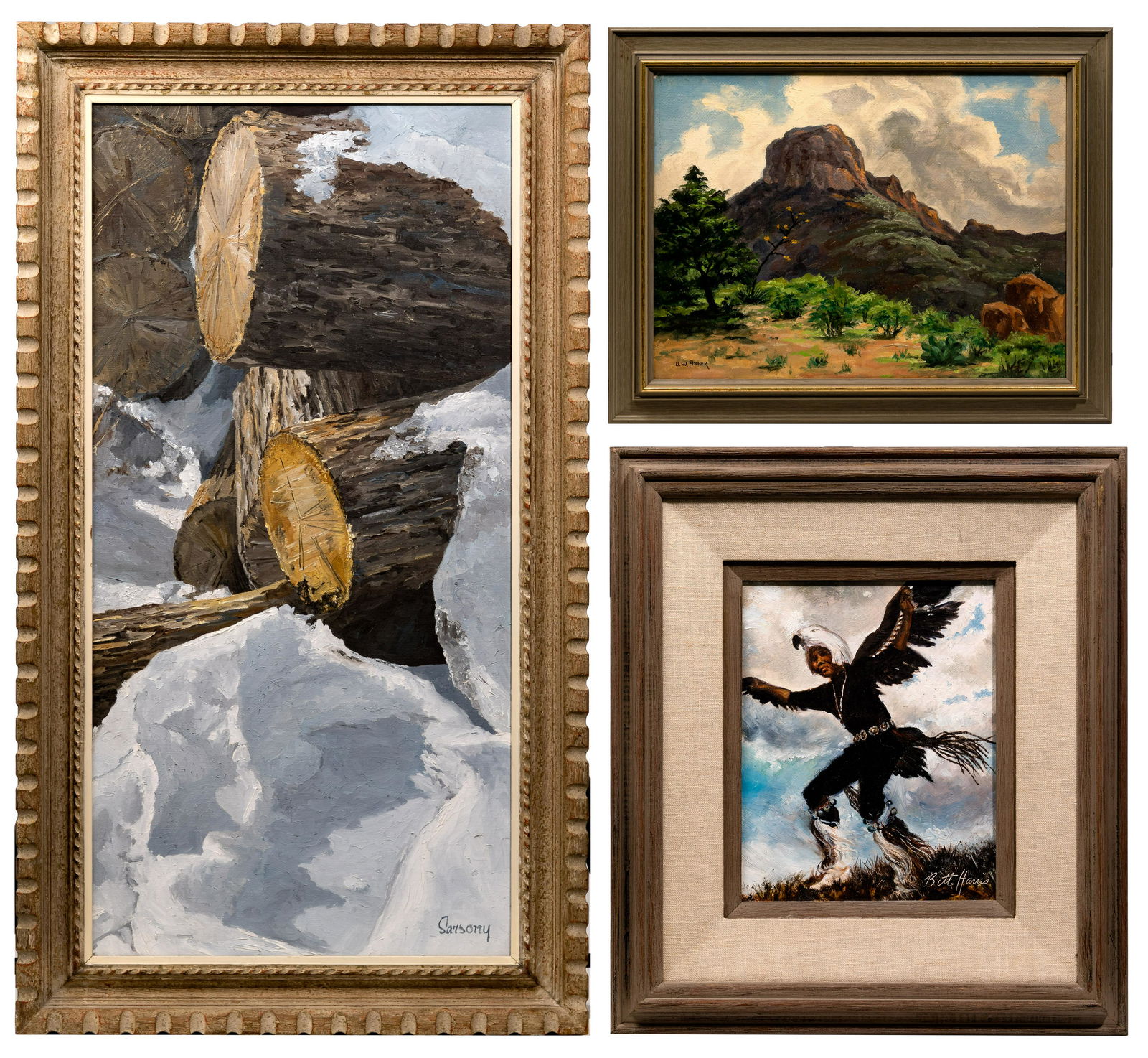 Robert Sarsony (American, b.1938) 'Winter Logs' Oil on Canvas (1 of 10)