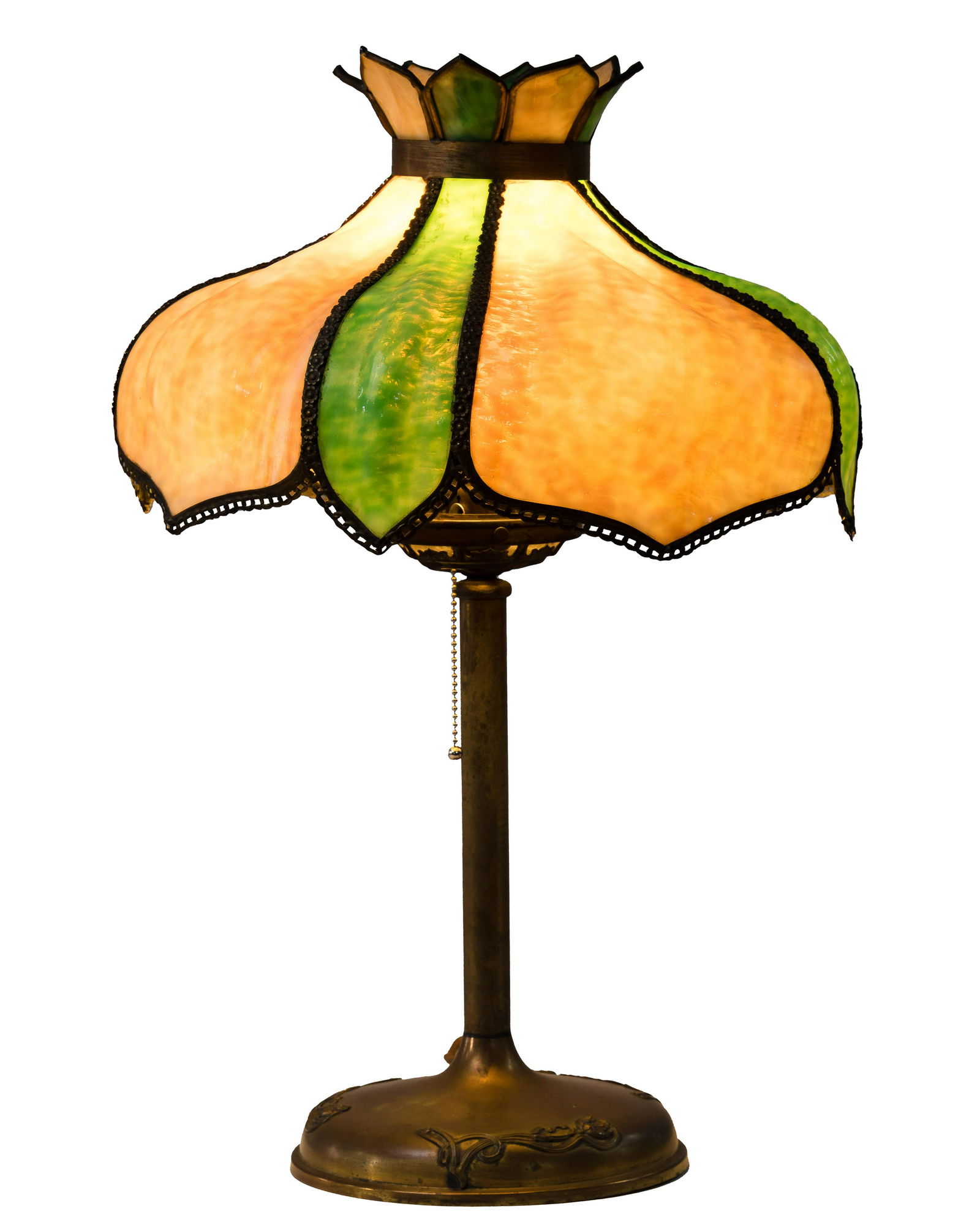 Art Nouveau Style Slag Glass Table Lamp (1 of 4)