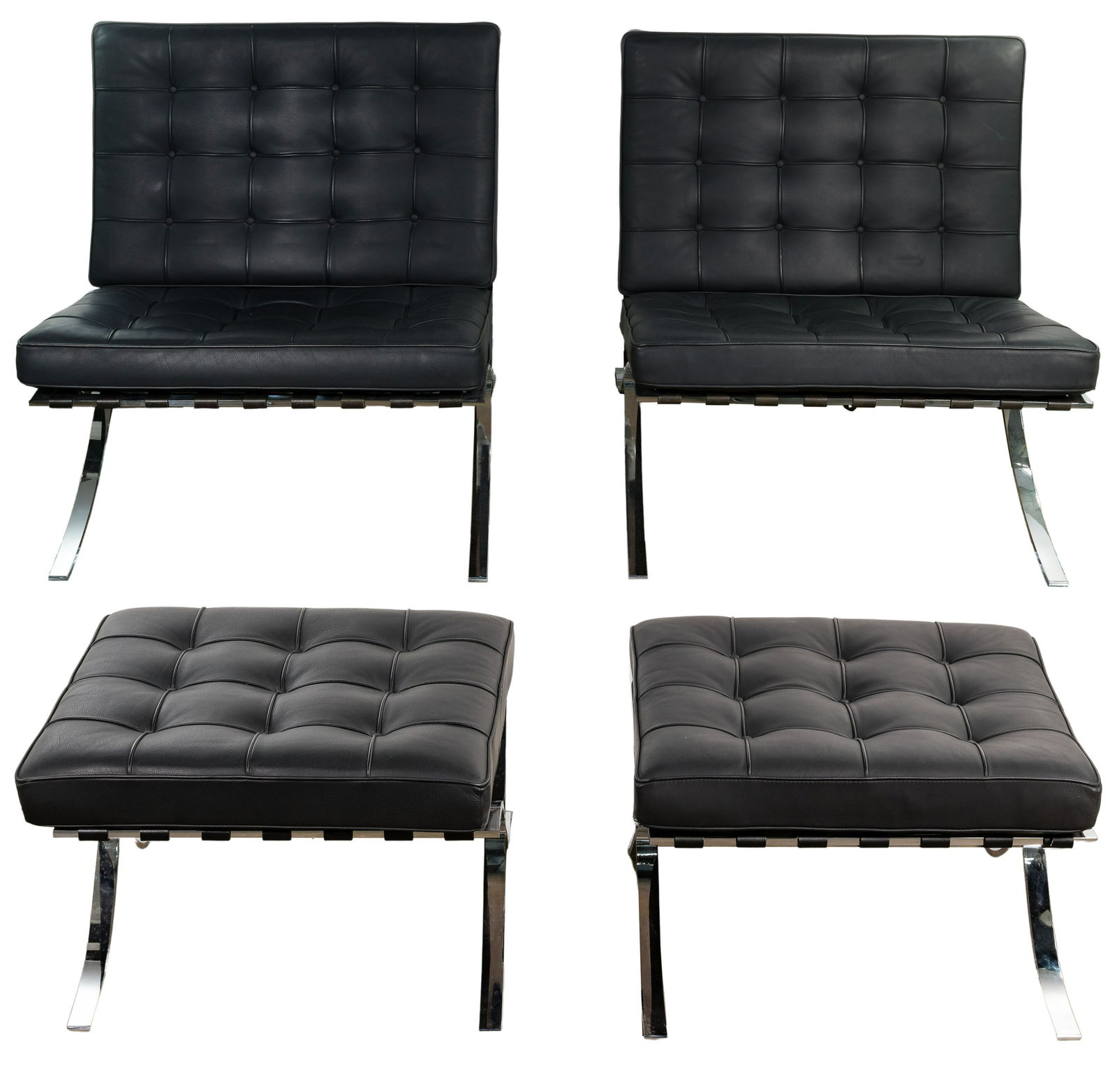 Mies van der Rohe Barcelona Style Chairs and Ottomans (1 of 5)