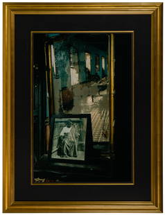Leonce Raphael Agbodjelou (Beninese, b.1965) Series C-Print: Leonce Raphael Agbodjelou (Beninese, b.1965) Series C-Print Undated, unsigned, depicting mirror and framed image of seated male figure, behind glass in linen-lined gold tone wood frame Property from:
