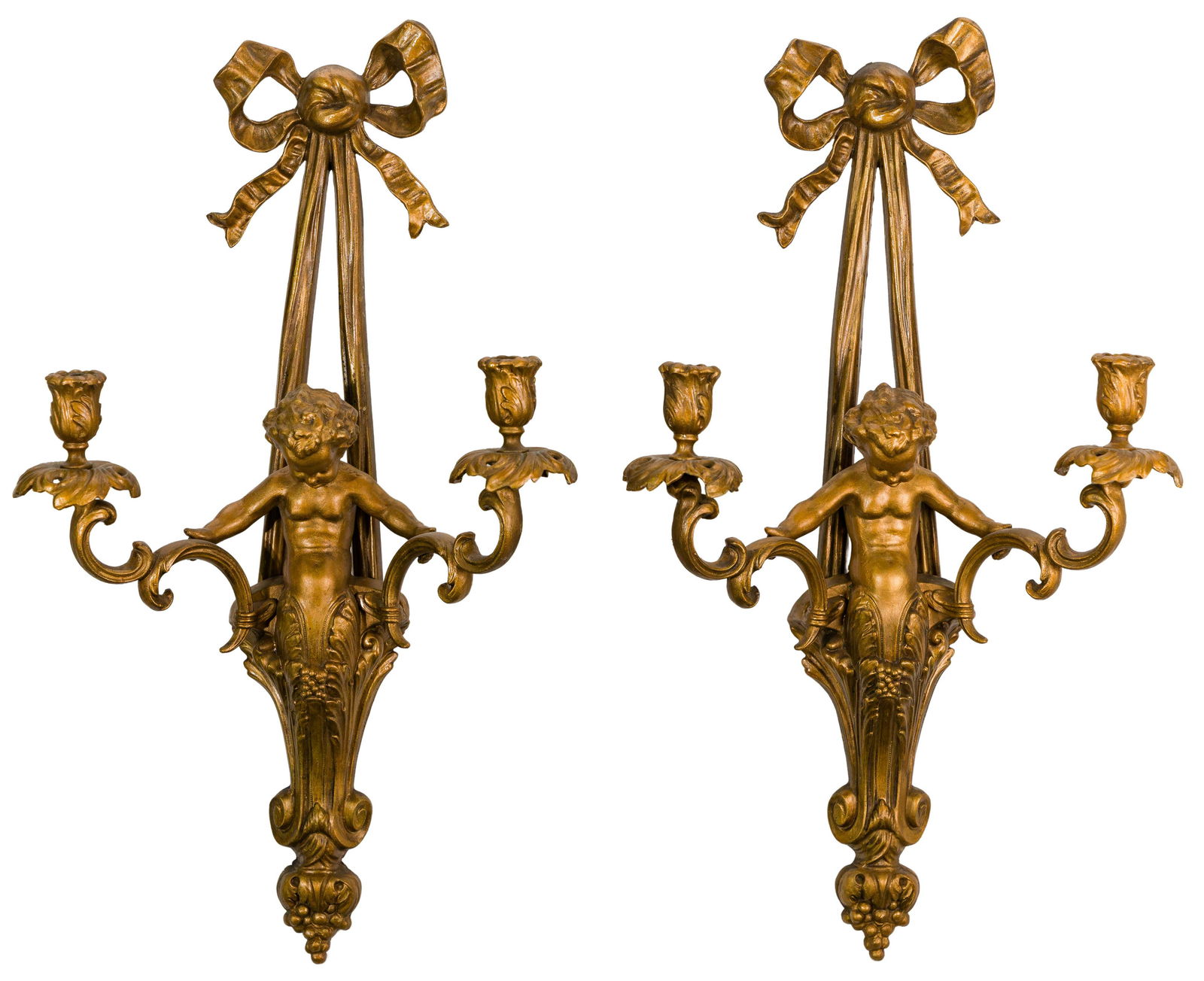 Louis XVI Style Gilt Metal Sconces (1 of 4)