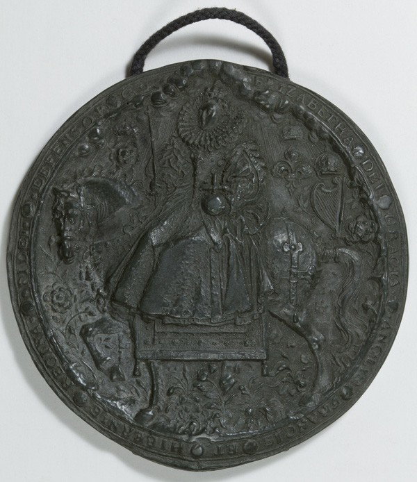 Elizabeth I, Queen of England, Cast Copy of the Gre: 1982. From the British Museum molded from the original that was used from 1585 till 1603. | 5 1/4 inches across (seal). 6 3/4 inches square (original box)