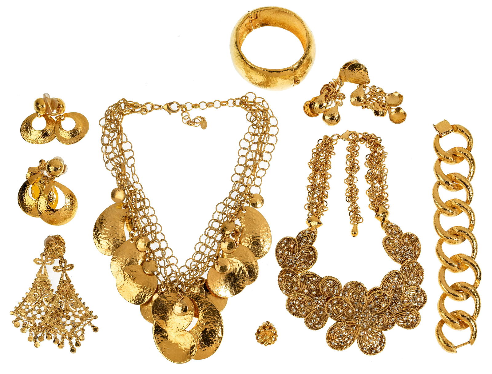 Jose and Maria Barrera Jewelry Assortment: Jose and Maria Barrera Jewelry Assortment (9) items including (4) pairs of earrings, (2) necklaces, (2) bracelets and a single earring, all marked 'Barrera' Property from: a Madison, Wisconsin estate