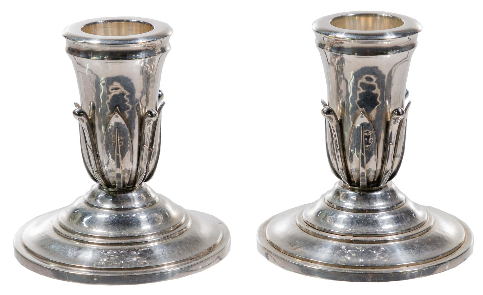 Johan Rohde for Georg Jensen Sterling Silver #612 Candlesticks: Johan Rohde for Georg Jensen Sterling Silver #612 Candlesticks Pair, marked '612', 'sterling', 'Denmark' and (2) makers marks on the undersides Property from: a Chicago, Illinois (Hyde Park) estate He