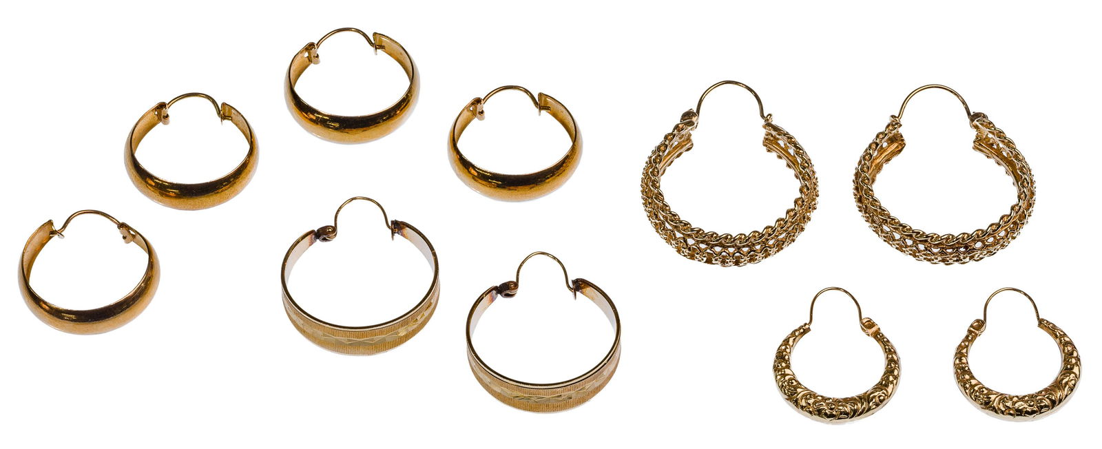 14k Yellow Gold Hoop Pierced Earring Set Assortment (1 of 1)